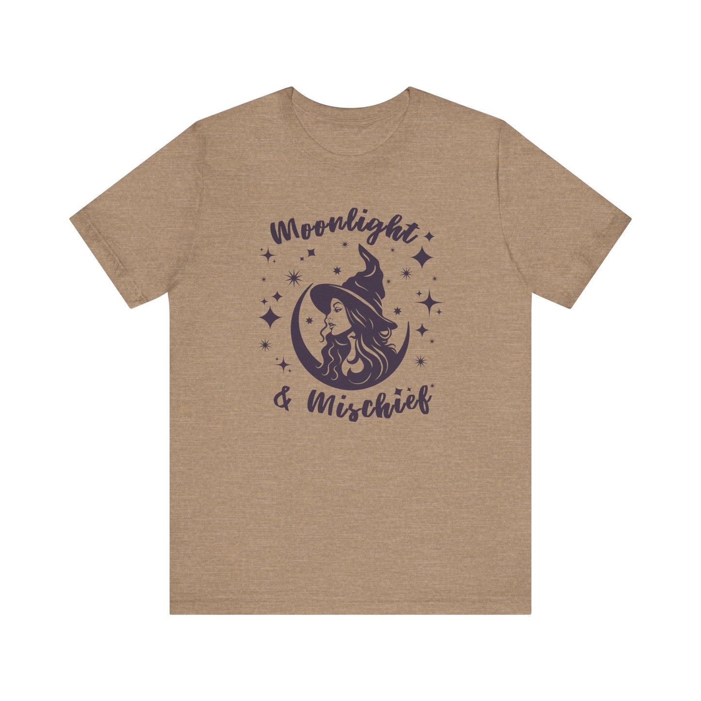 Moonlight & Mischief Witchy Tee - Unisex Short Sleeve Shirt for Halloween, Gifts for Her, Witchy Vibes, Casual Wear, Cozy Style