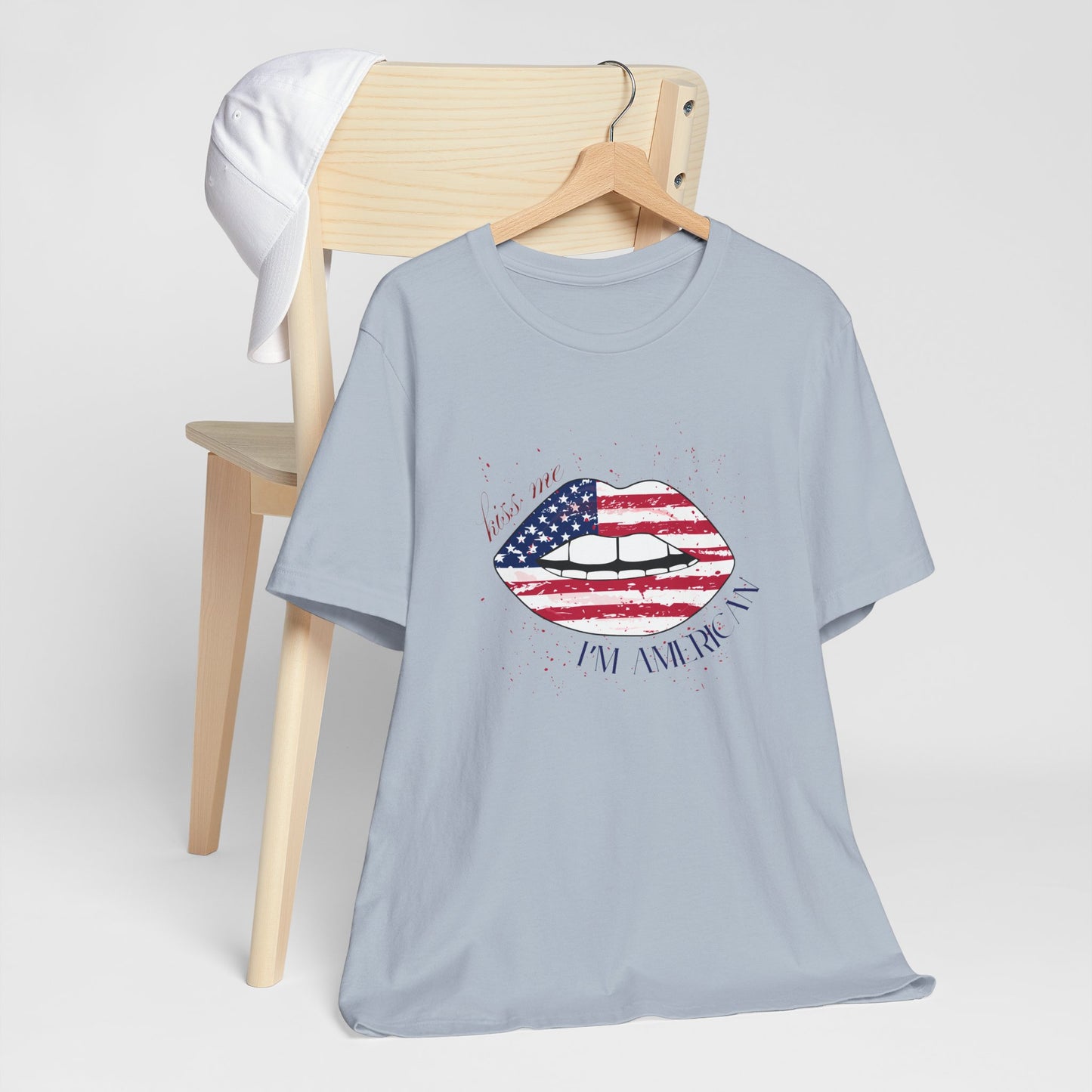 Patriotic Kiss Graphic Tee | Unisex Casual Top, Fourth of July Shirt, Summer Outfit, Gift for Her, USA Pride Wear