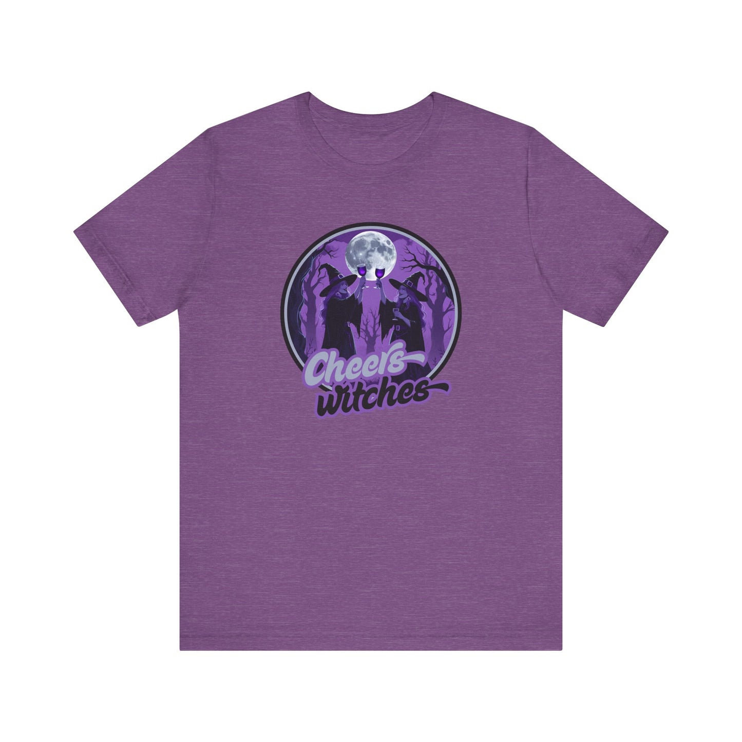 Cheers Witches Short Sleeve Tee - Spooky Vibes, Halloween Shirt, Unisex Graphic Tee, Witchy Apparel, Gift for Witches, Casual Witchwear