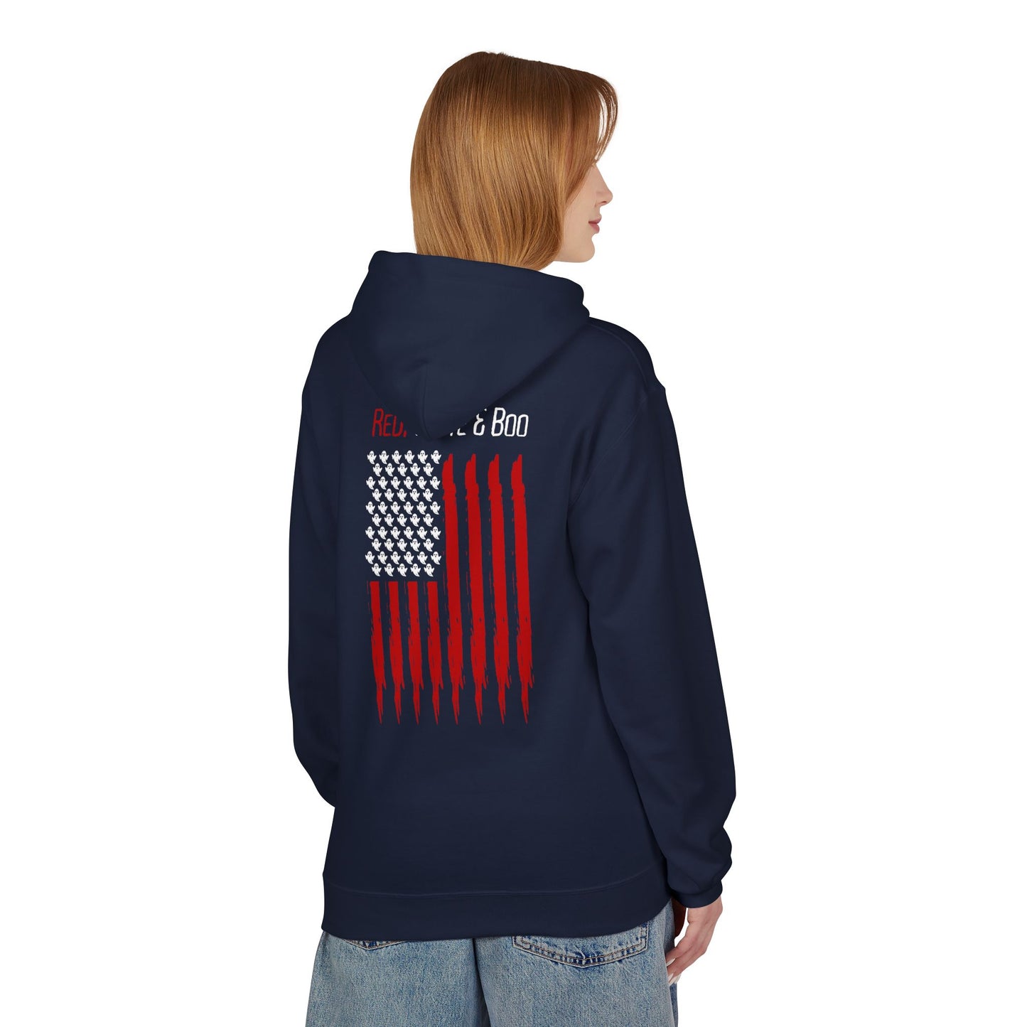 Red White and Boo Hoodie Unisex Midweight Softstyle Fleece Hoodie with Red Graphic, Cozy Sweatshirt for Fall, Gift for Him or Her, Casual Layering Top