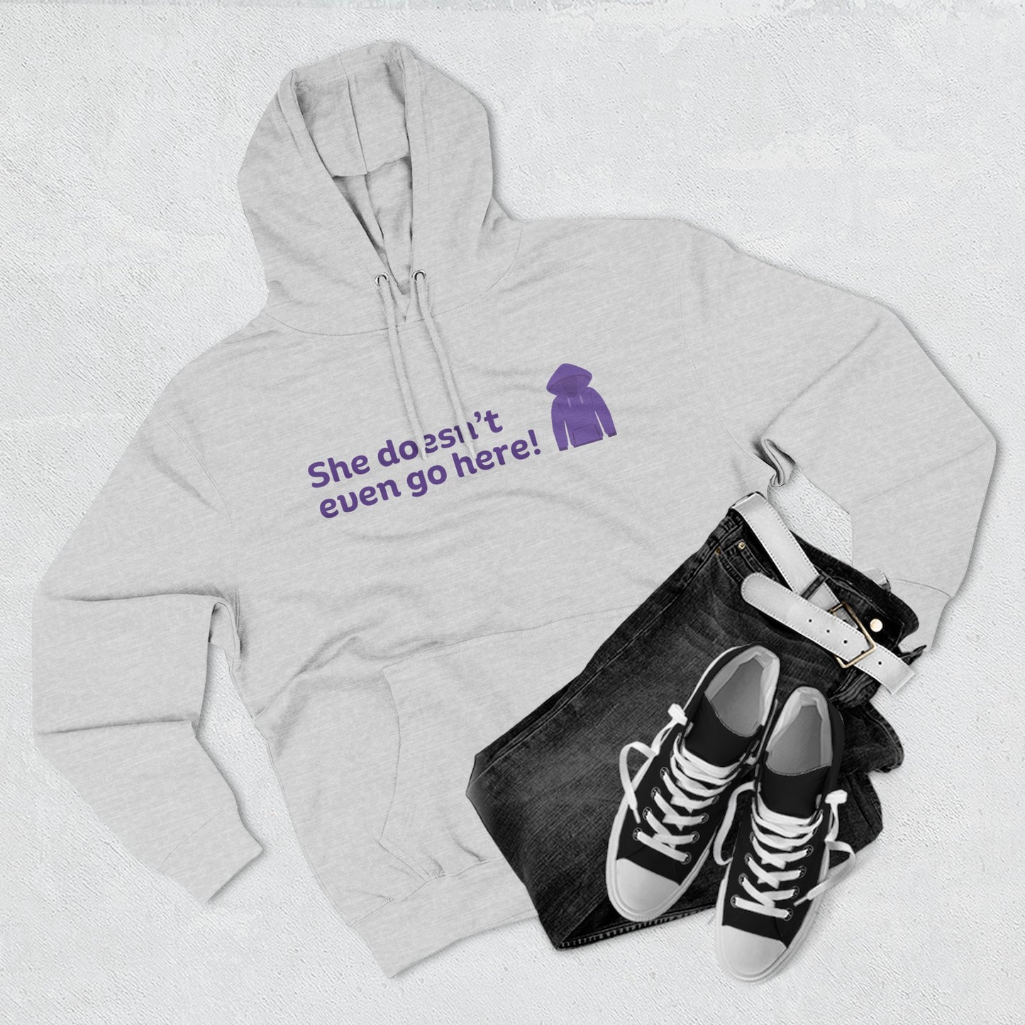 She Doesn't Go Here Statement Hoodie for Fun-Loving Souls | Cozy Fleece Pullover, Ideal Gift for Friends or Birthdays, Funny Quote Apparel
