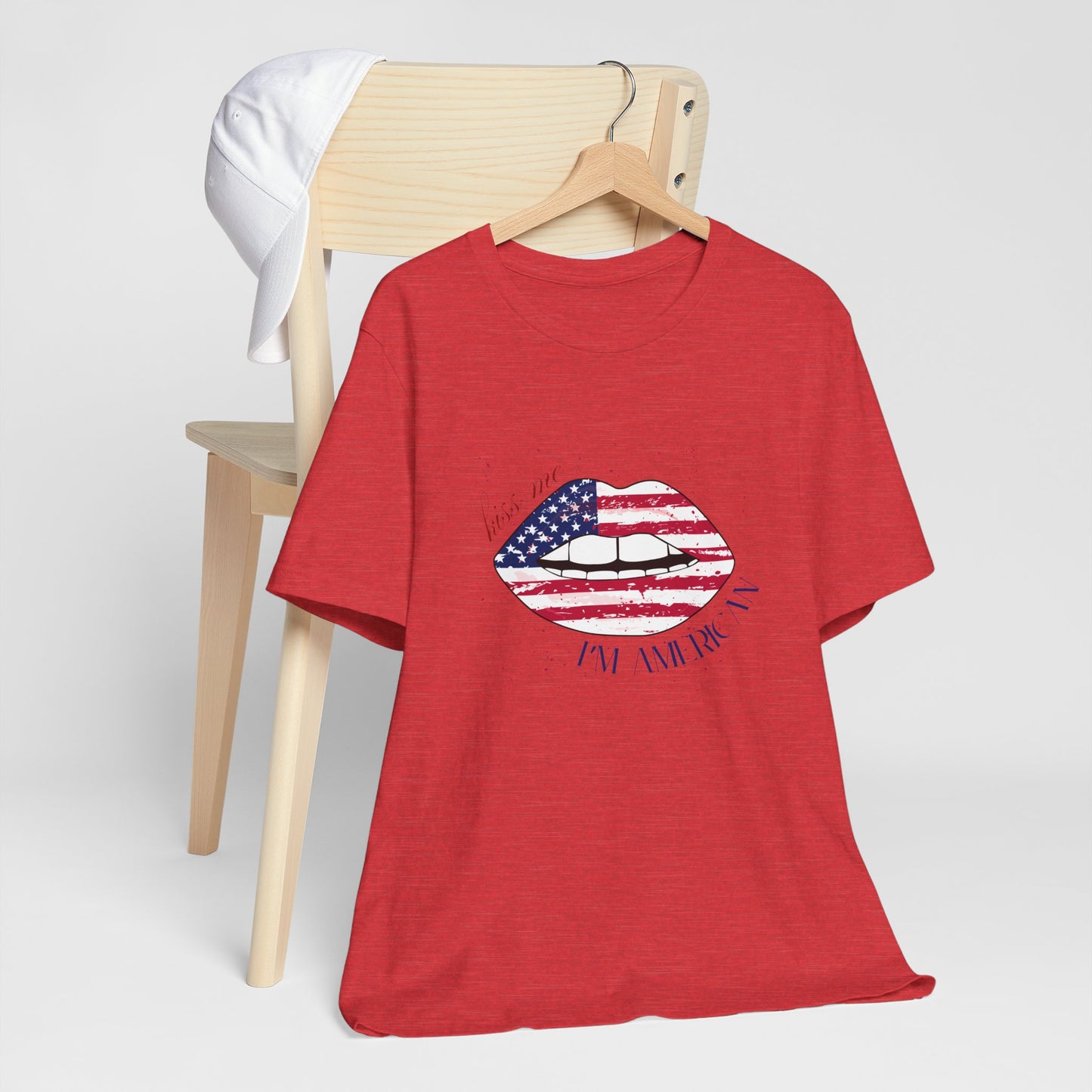 Patriotic Kiss Graphic Tee | Unisex Casual Top, Fourth of July Shirt, Summer Outfit, Gift for Her, USA Pride Wear