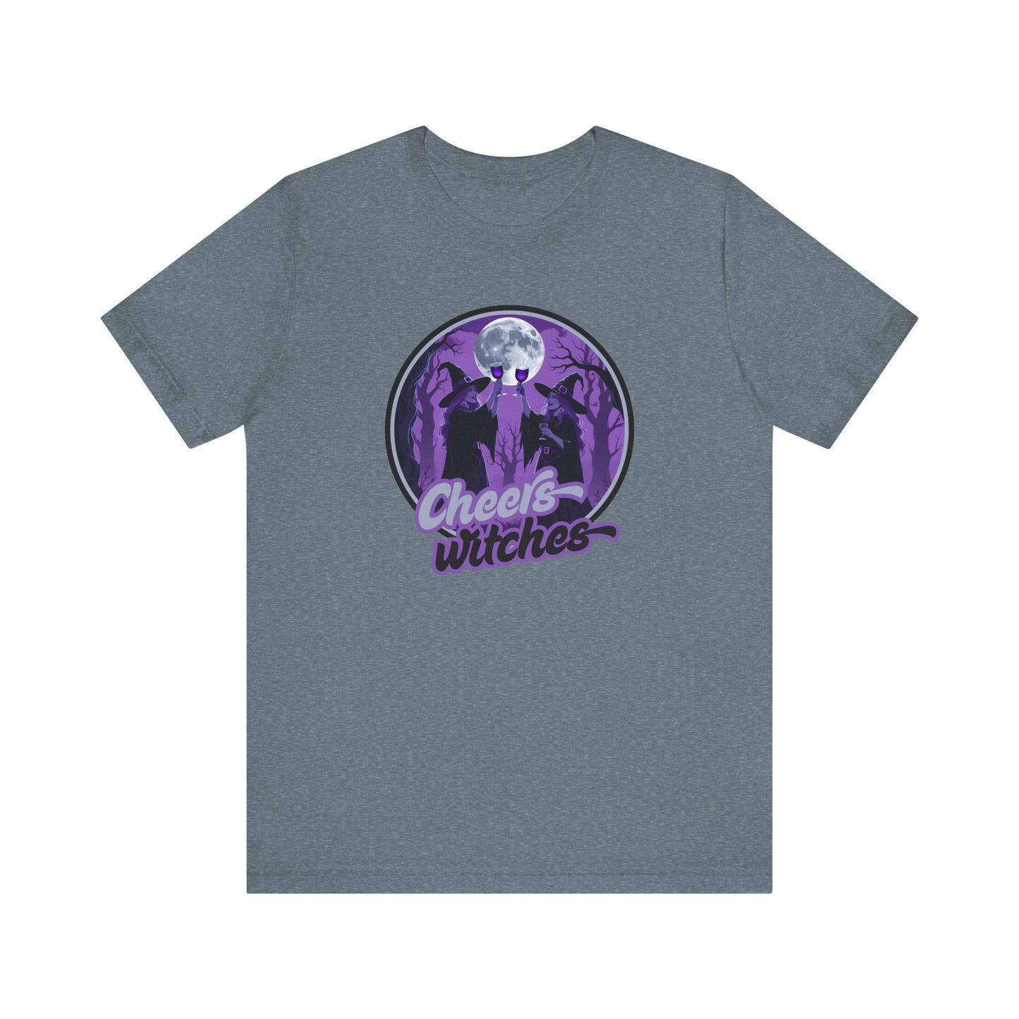 Cheers Witches Short Sleeve Tee - Spooky Vibes, Halloween Shirt, Unisex Graphic Tee, Witchy Apparel, Gift for Witches, Casual Witchwear