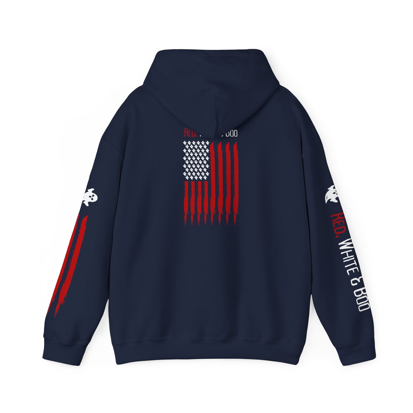Red White and Boo Unisex Hoodie - Casual Apparel, Streetwear Style, Cozy Sweatshirt, Layering Essential, Gift for Him/Her