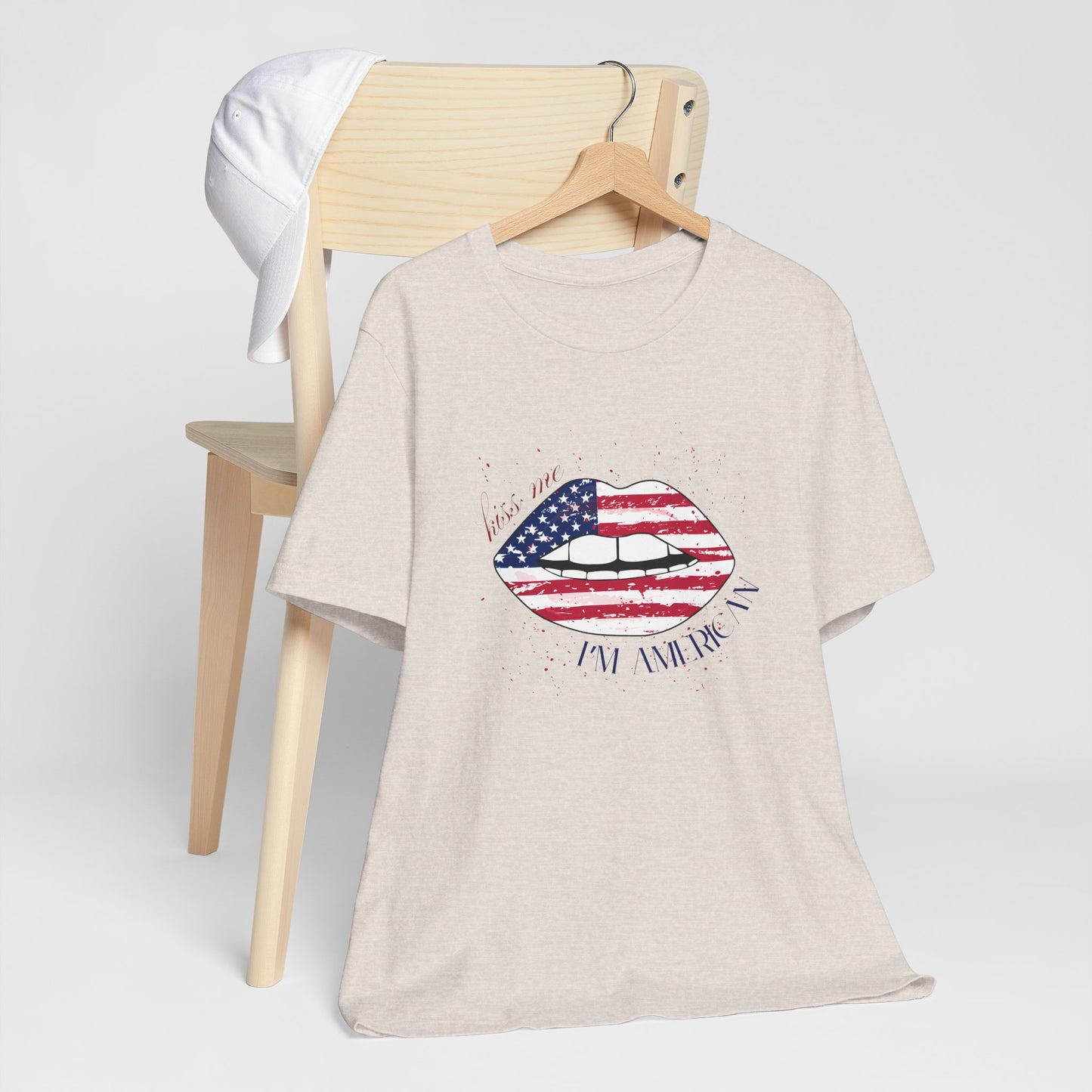 Patriotic Kiss Graphic Tee | Unisex Casual Top, Fourth of July Shirt, Summer Outfit, Gift for Her, USA Pride Wear