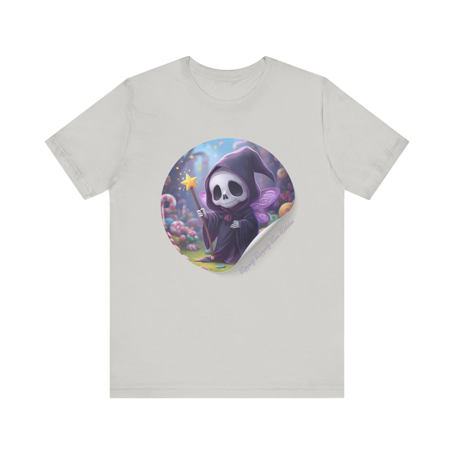Boppity Boo Cute Grim Reaper Tee, Soft Unisex Jersey T-Shirt, Fun Halloween Shirt, Goth Aesthetic Apparel