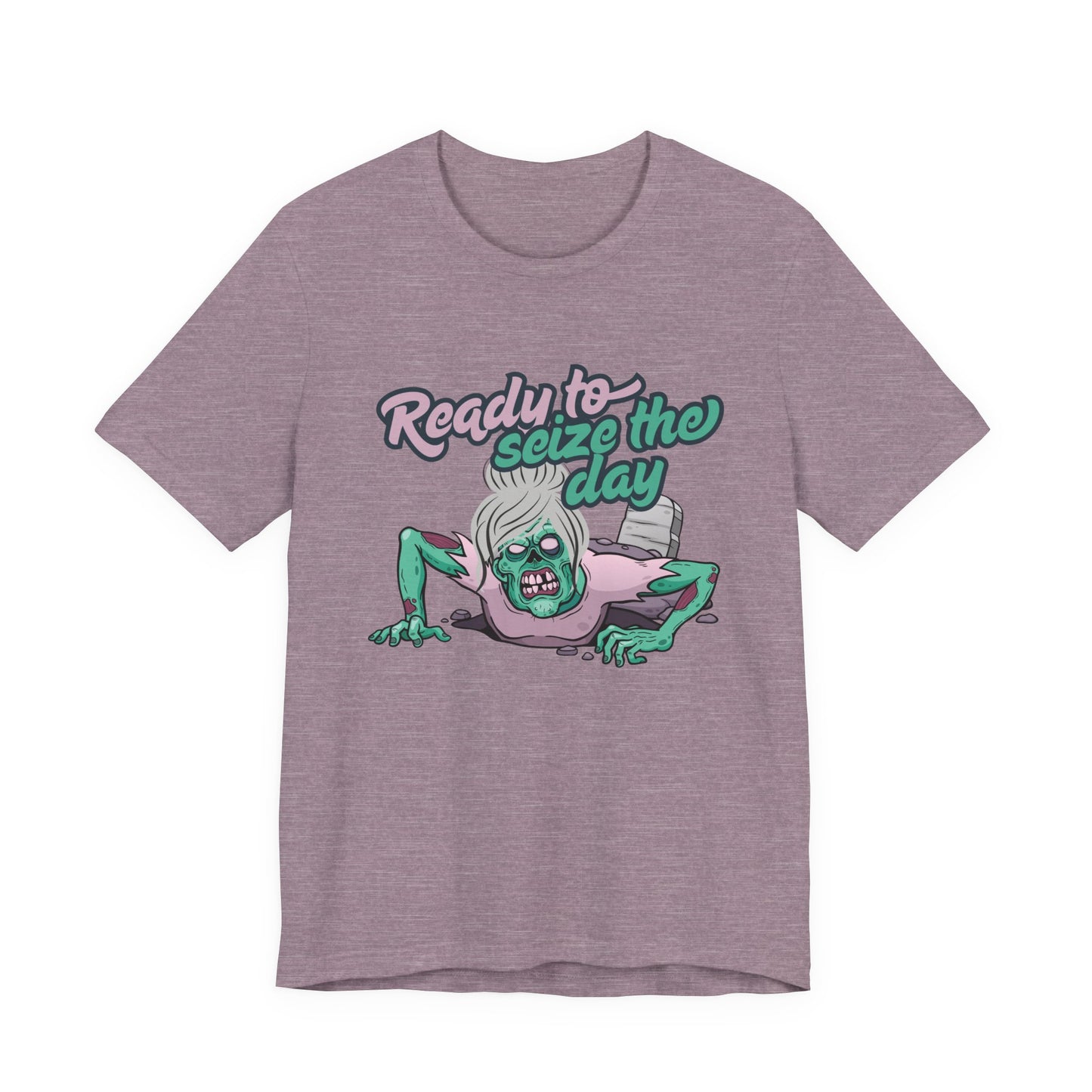 Zombie-Themed Graphic Tee, Ready to Seize the Day T-Shirt, Unisex Horror Costume, Halloween Apparel, Funny Zombie tee
