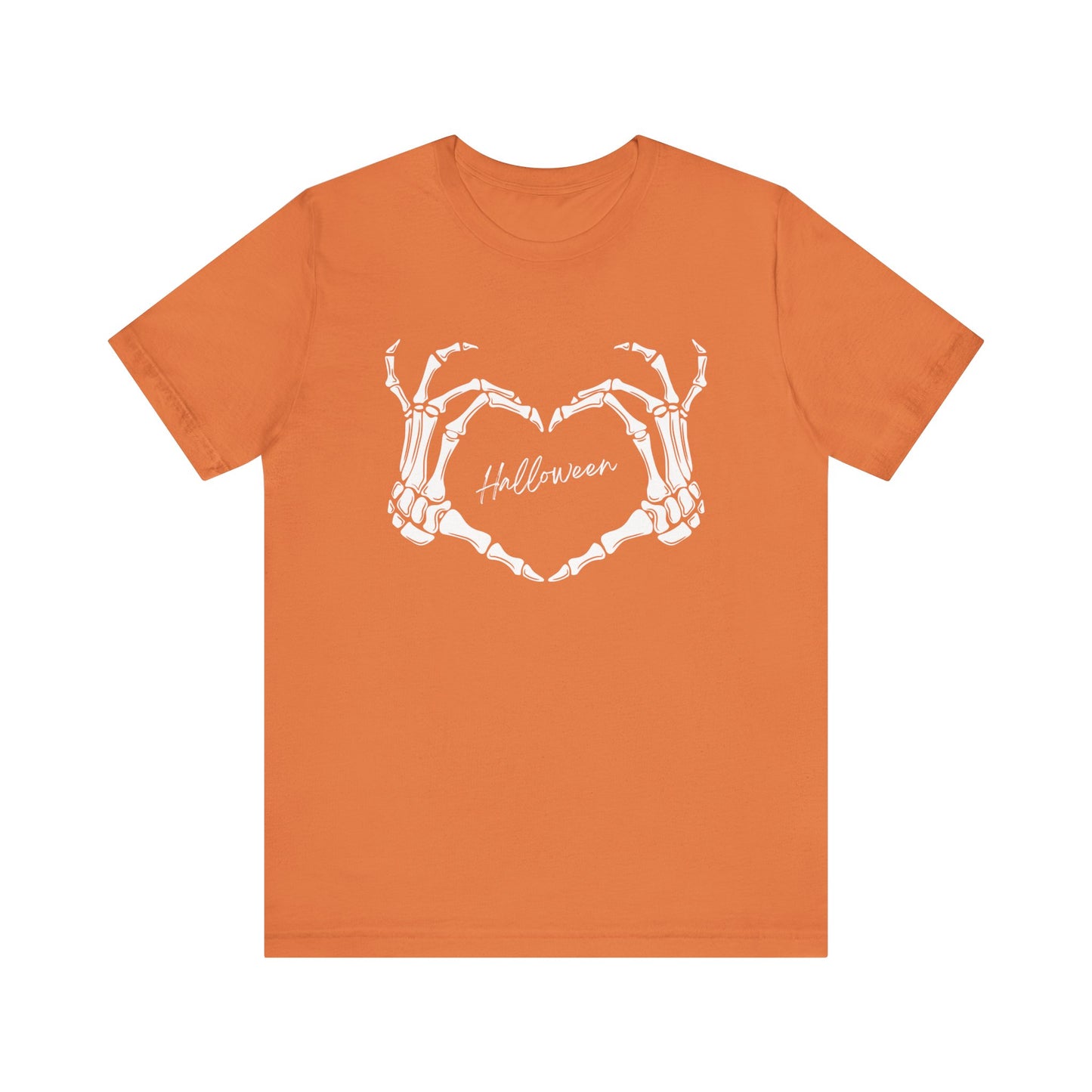 Skeleton Heart Hands Casual Graphic Tee - Perfect for Everyday Fall Spooky Season and Halloween Lovers