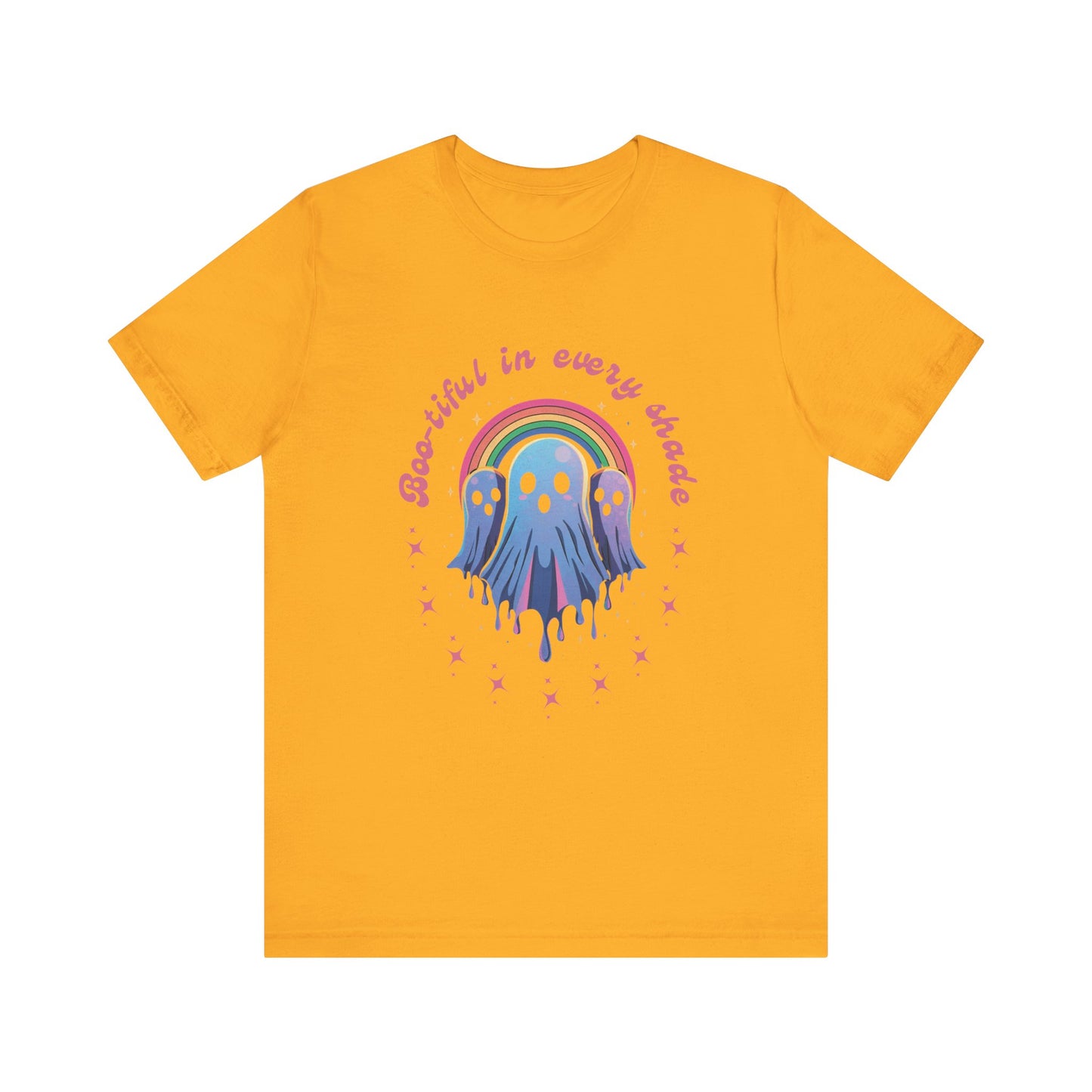 Bootiful in Every Color - Vibrant Rainbow Ghost Tee - Fun Casual T-shirt, Ghost Lovers Apparel, LGBTQ+ Pride Shirt, Halloween Costume Top, Colorful Graphic Tee