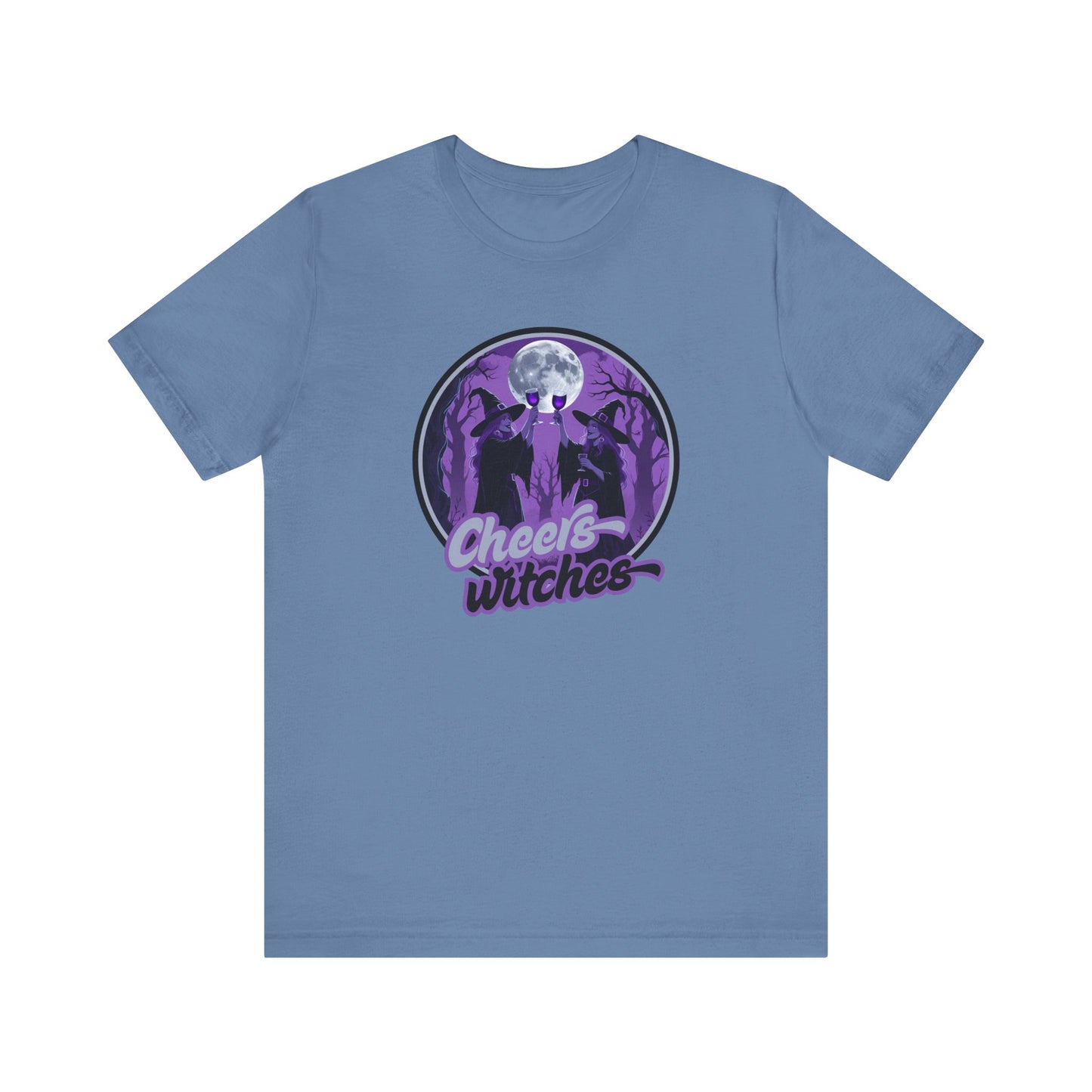 Cheers Witches Short Sleeve Tee - Spooky Vibes, Halloween Shirt, Unisex Graphic Tee, Witchy Apparel, Gift for Witches, Casual Witchwear