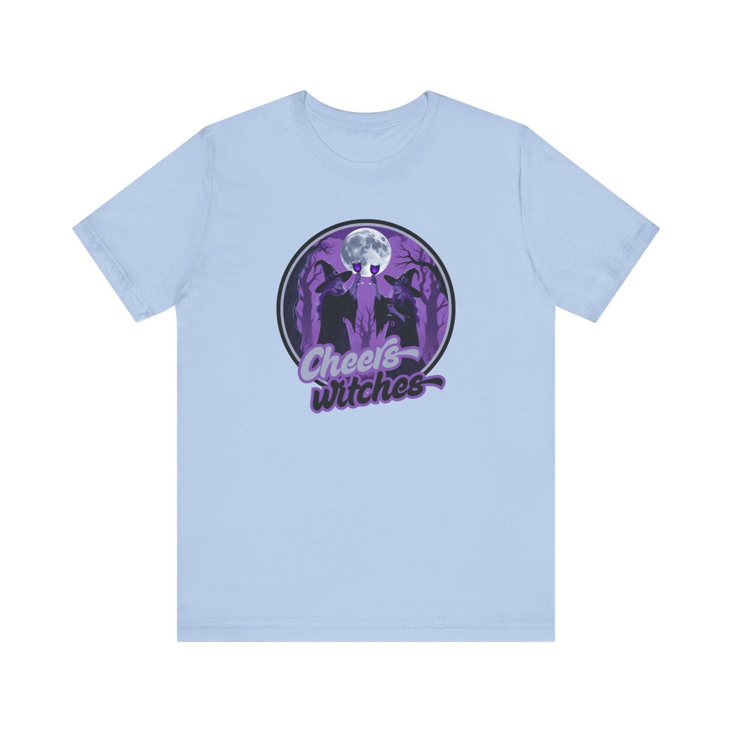 Cheers Witches Short Sleeve Tee - Spooky Vibes, Halloween Shirt, Unisex Graphic Tee, Witchy Apparel, Gift for Witches, Casual Witchwear