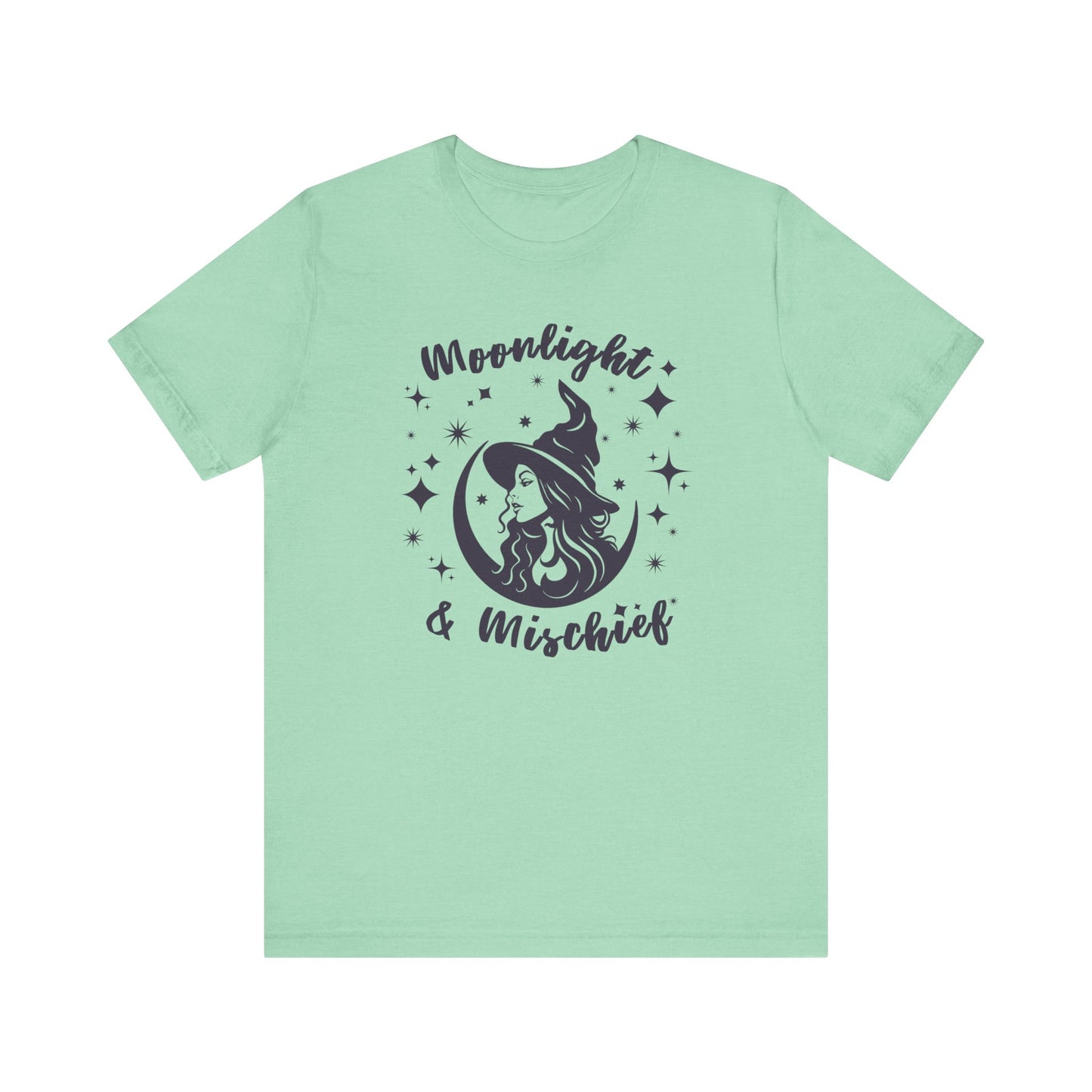 Moonlight & Mischief Witchy Tee - Unisex Short Sleeve Shirt for Halloween, Gifts for Her, Witchy Vibes, Casual Wear, Cozy Style