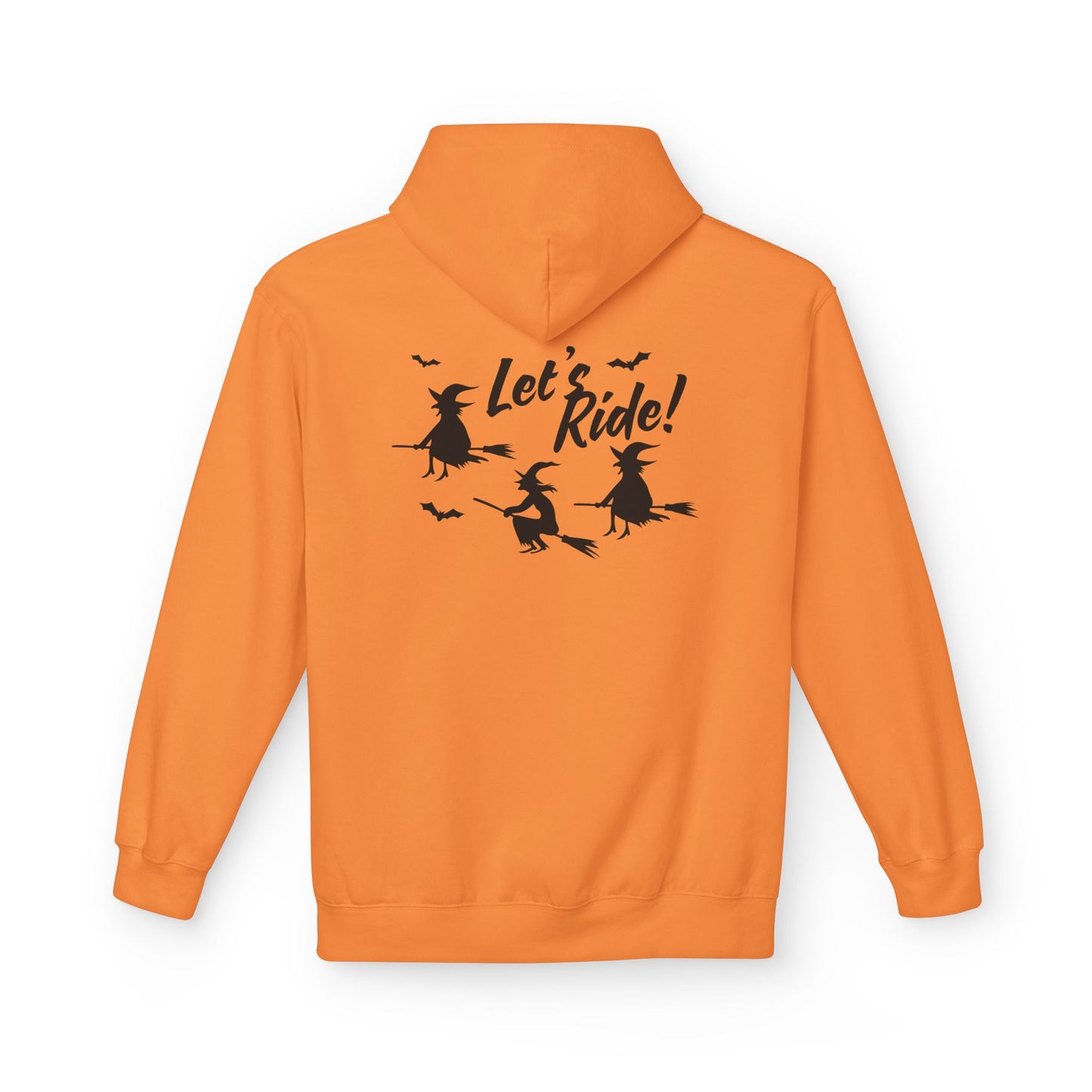 Let's Ride Witches Witchy Broomstick Hoodie, Unisex Midweight Fleece Sweatshirt, Halloween Apparel, Cozy Witch Costume, Spooky Season