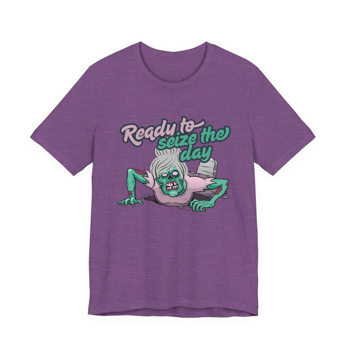 Zombie-Themed Graphic Tee, Ready to Seize the Day T-Shirt, Unisex Horror Costume, Halloween Apparel, Funny Zombie tee