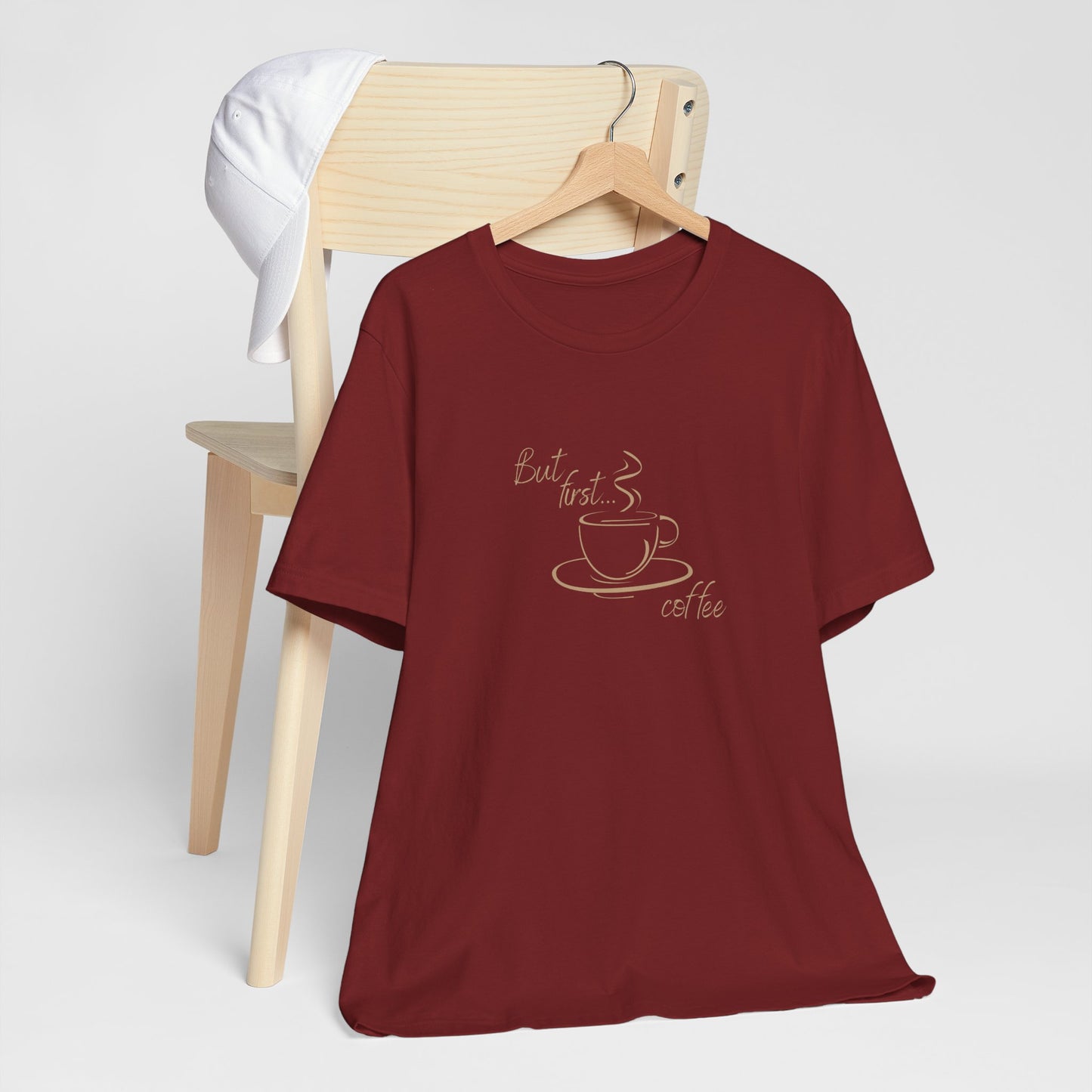 But First Coffee, Coffee Lover's Unisex Tee, Perfect for Casual Days, Gift for Coffee Enthusiasts, Relaxed Fit, Everyday Wear, Fun Coffee Shirt