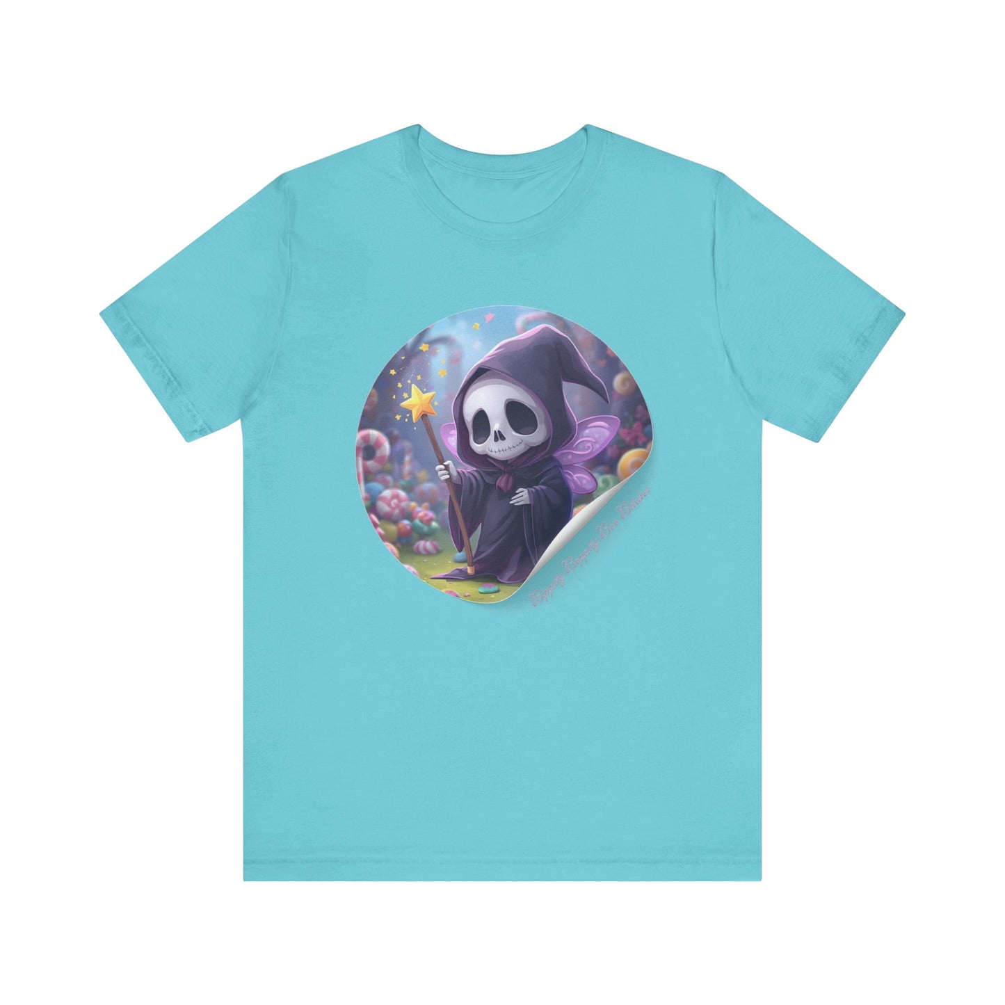 Boppity Boo Cute Grim Reaper Tee, Soft Unisex Jersey T-Shirt, Fun Halloween Shirt, Goth Aesthetic Apparel