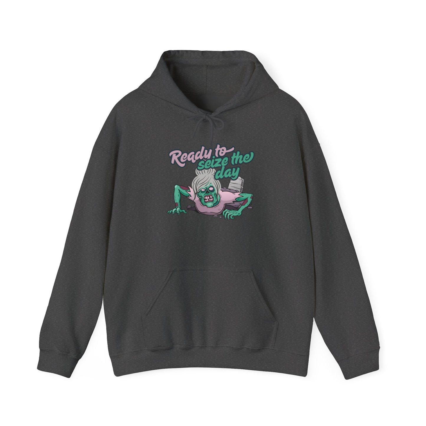 Zombie Vibes Hooded Sweatshirt - Seize the Day, Halloween Gift, Cozy Fall Wear, Unisex Pullover, Casual Comfort