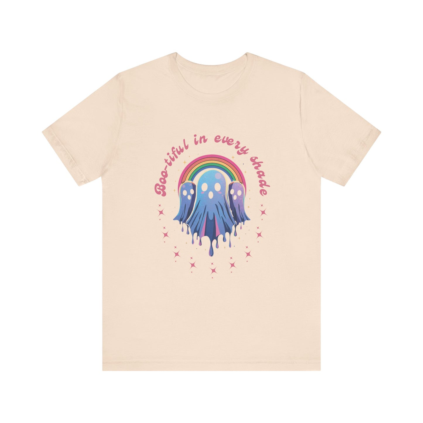 Bootiful in Every Color - Vibrant Rainbow Ghost Tee - Fun Casual T-shirt, Ghost Lovers Apparel, LGBTQ+ Pride Shirt, Halloween Costume Top, Colorful Graphic Tee
