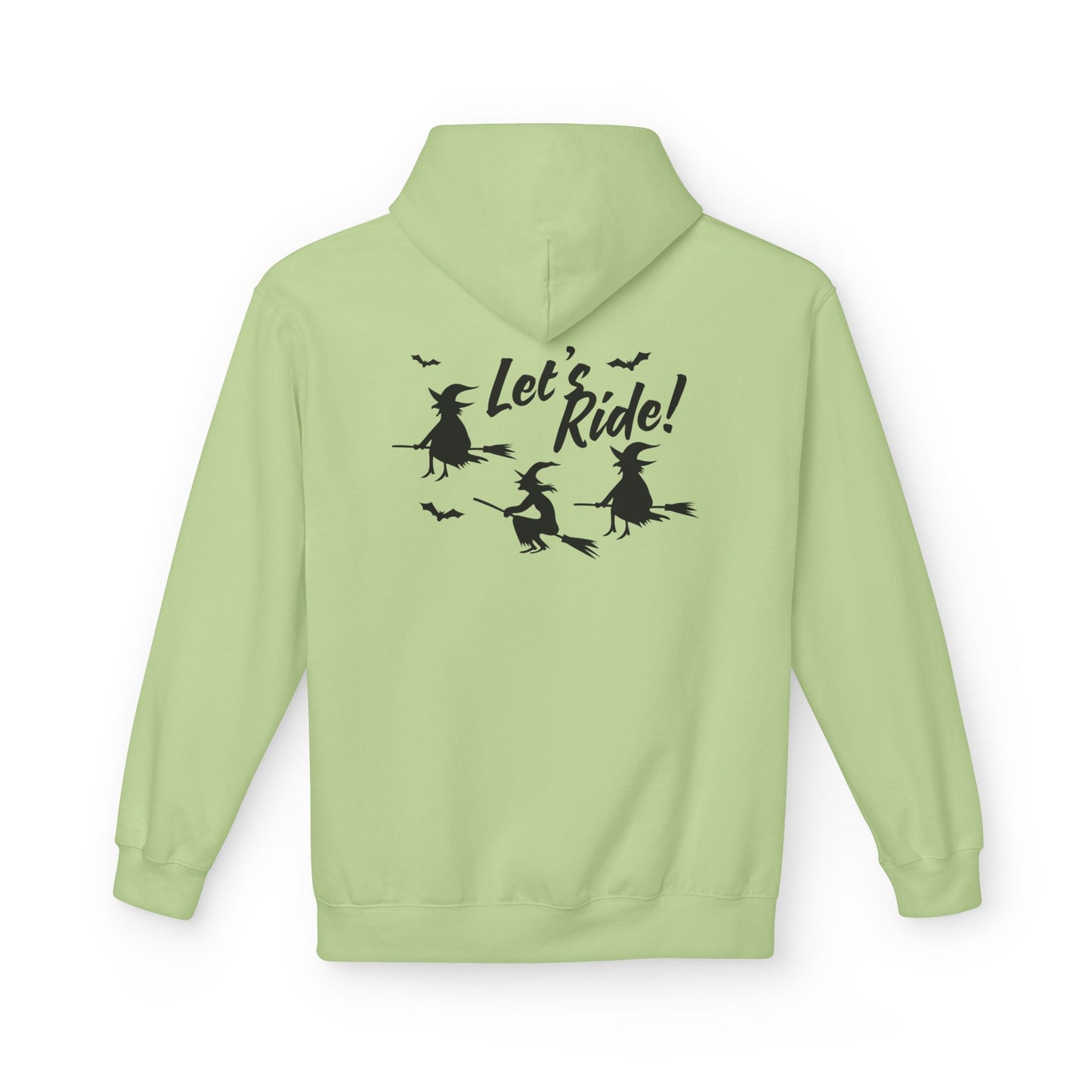 Let's Ride Witches Witchy Broomstick Hoodie, Unisex Midweight Fleece Sweatshirt, Halloween Apparel, Cozy Witch Costume, Spooky Season