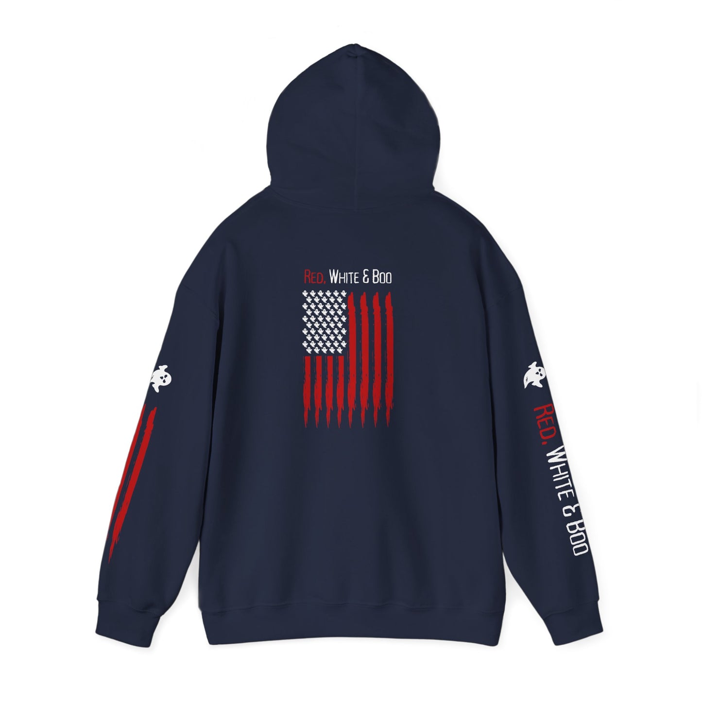 Red White and Boo Unisex Hoodie - Casual Apparel, Streetwear Style, Cozy Sweatshirt, Layering Essential, Gift for Him/Her