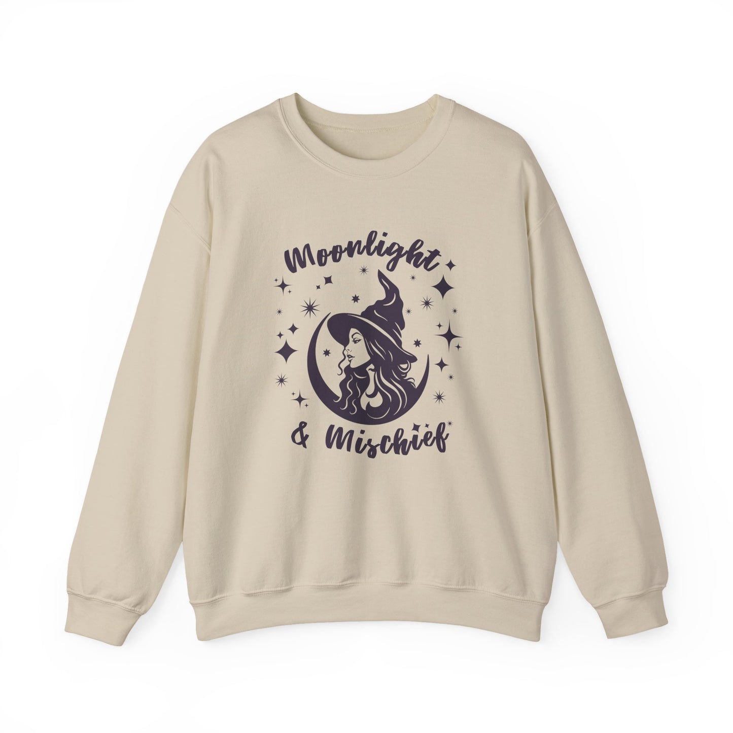 Moonlight & Mischief Crewneck Sweatshirt, Cozy Witchy Sweatshirt, Unisex Halloween Apparel, Fall Fashion, Gift for Her