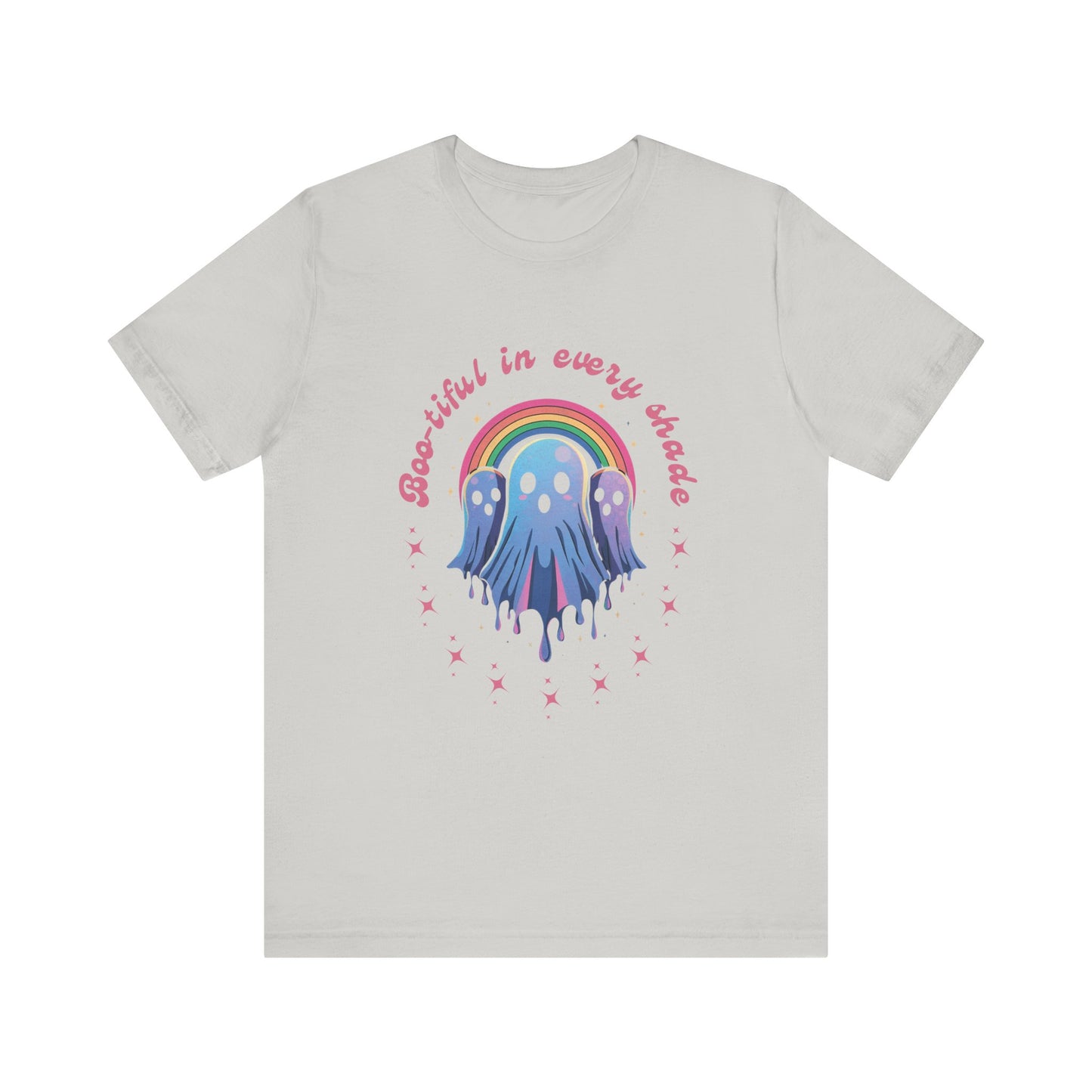 Bootiful in Every Color - Vibrant Rainbow Ghost Tee - Fun Casual T-shirt, Ghost Lovers Apparel, LGBTQ+ Pride Shirt, Halloween Costume Top, Colorful Graphic Tee
