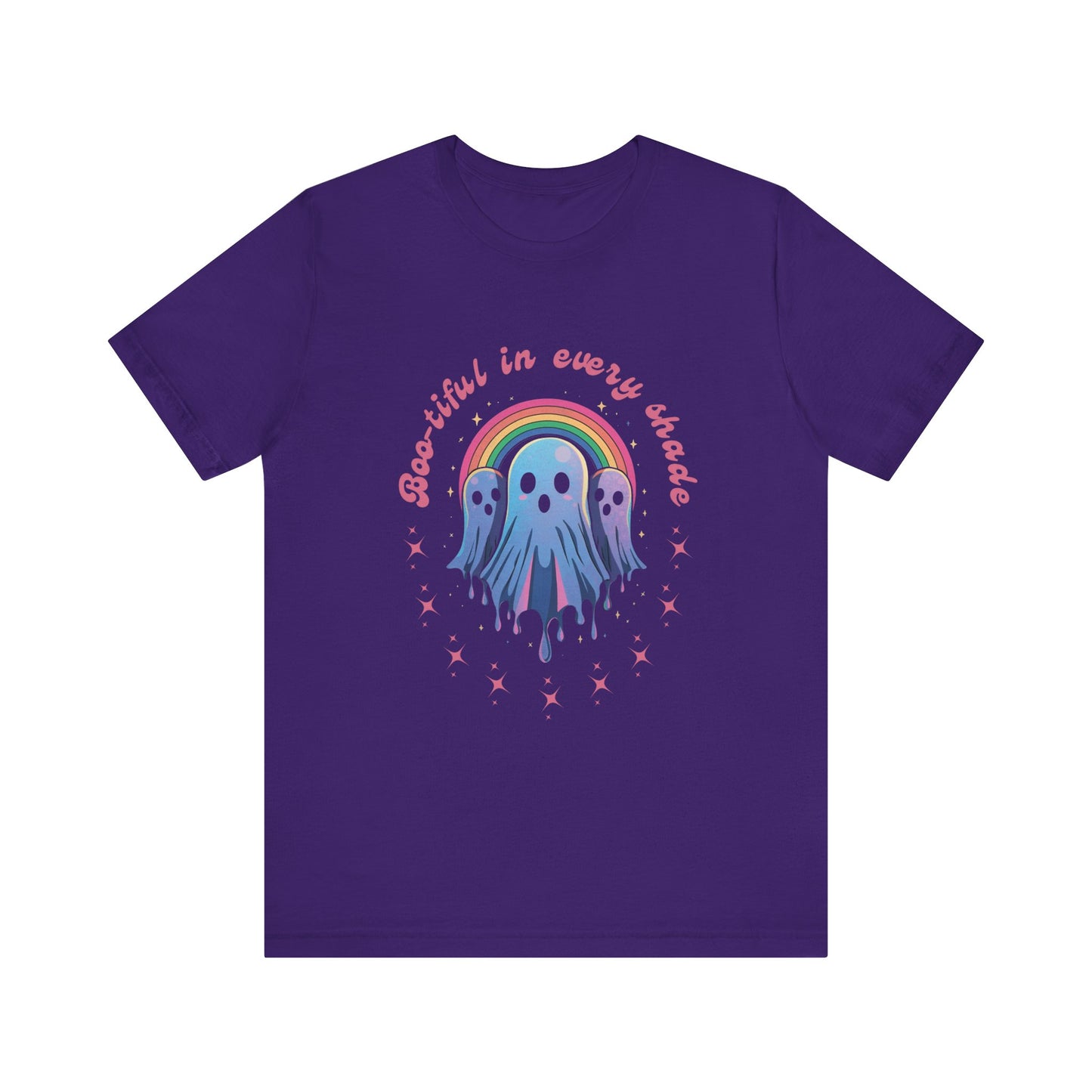 Bootiful in Every Color - Vibrant Rainbow Ghost Tee - Fun Casual T-shirt, Ghost Lovers Apparel, LGBTQ+ Pride Shirt, Halloween Costume Top, Colorful Graphic Tee