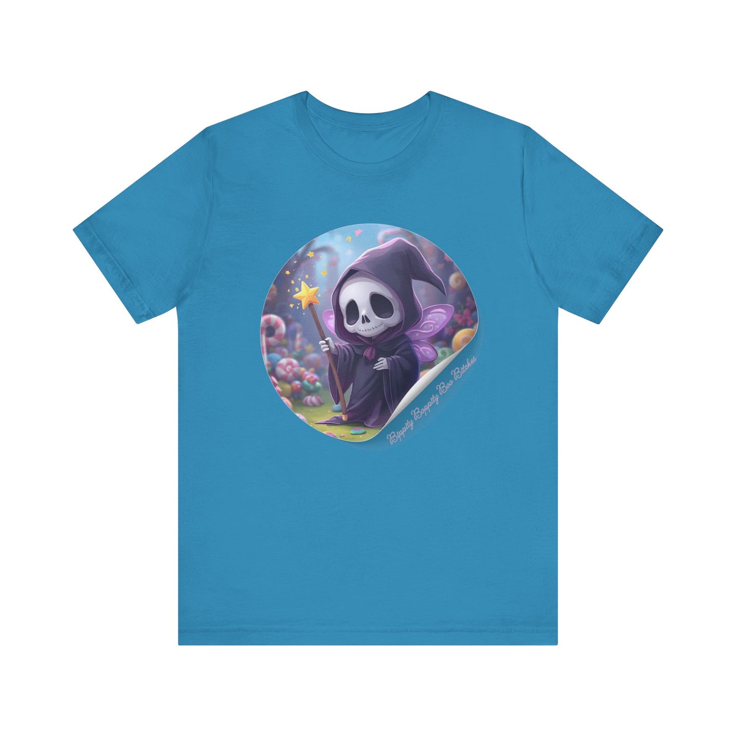 Boppity Boo Cute Grim Reaper Tee, Soft Unisex Jersey T-Shirt, Fun Halloween Shirt, Goth Aesthetic Apparel