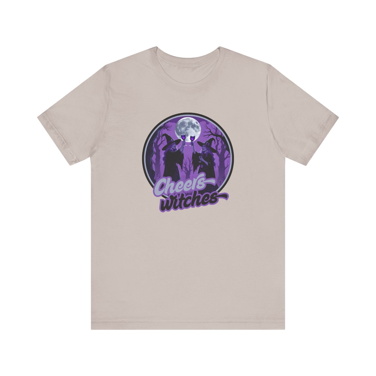 Cheers Witches Short Sleeve Tee - Spooky Vibes, Halloween Shirt, Unisex Graphic Tee, Witchy Apparel, Gift for Witches, Casual Witchwear