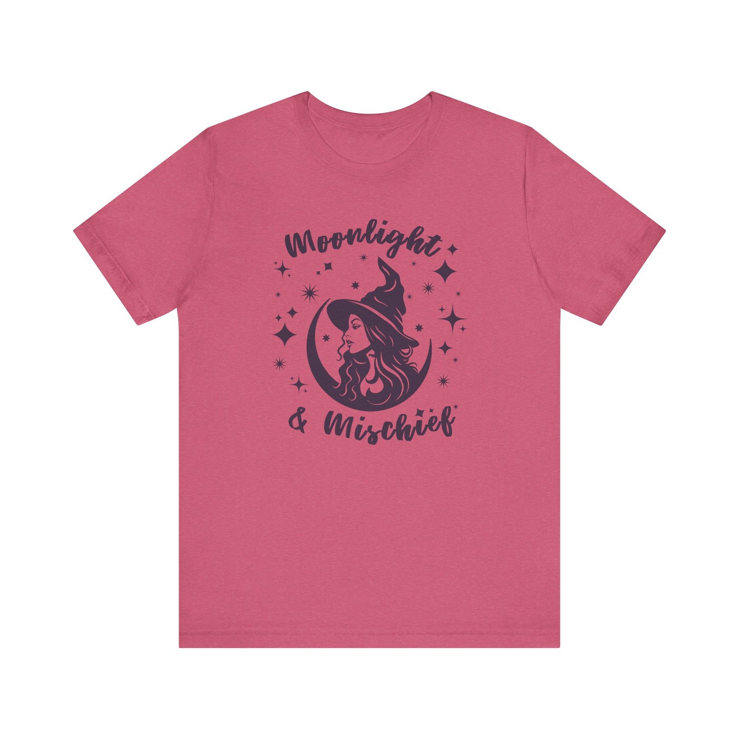 Moonlight & Mischief Witchy Tee - Unisex Short Sleeve Shirt for Halloween, Gifts for Her, Witchy Vibes, Casual Wear, Cozy Style