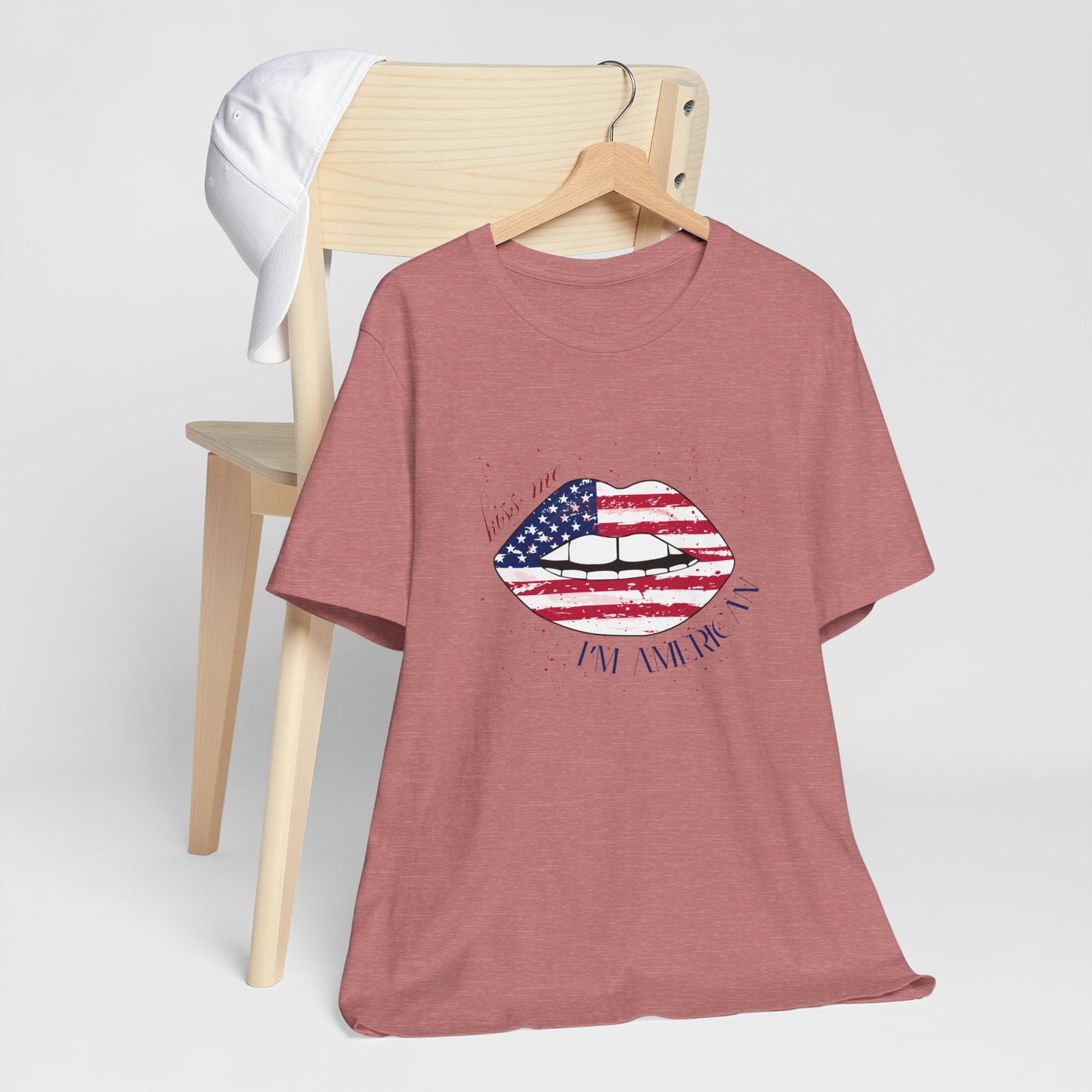 Patriotic Kiss Graphic Tee | Unisex Casual Top, Fourth of July Shirt, Summer Outfit, Gift for Her, USA Pride Wear