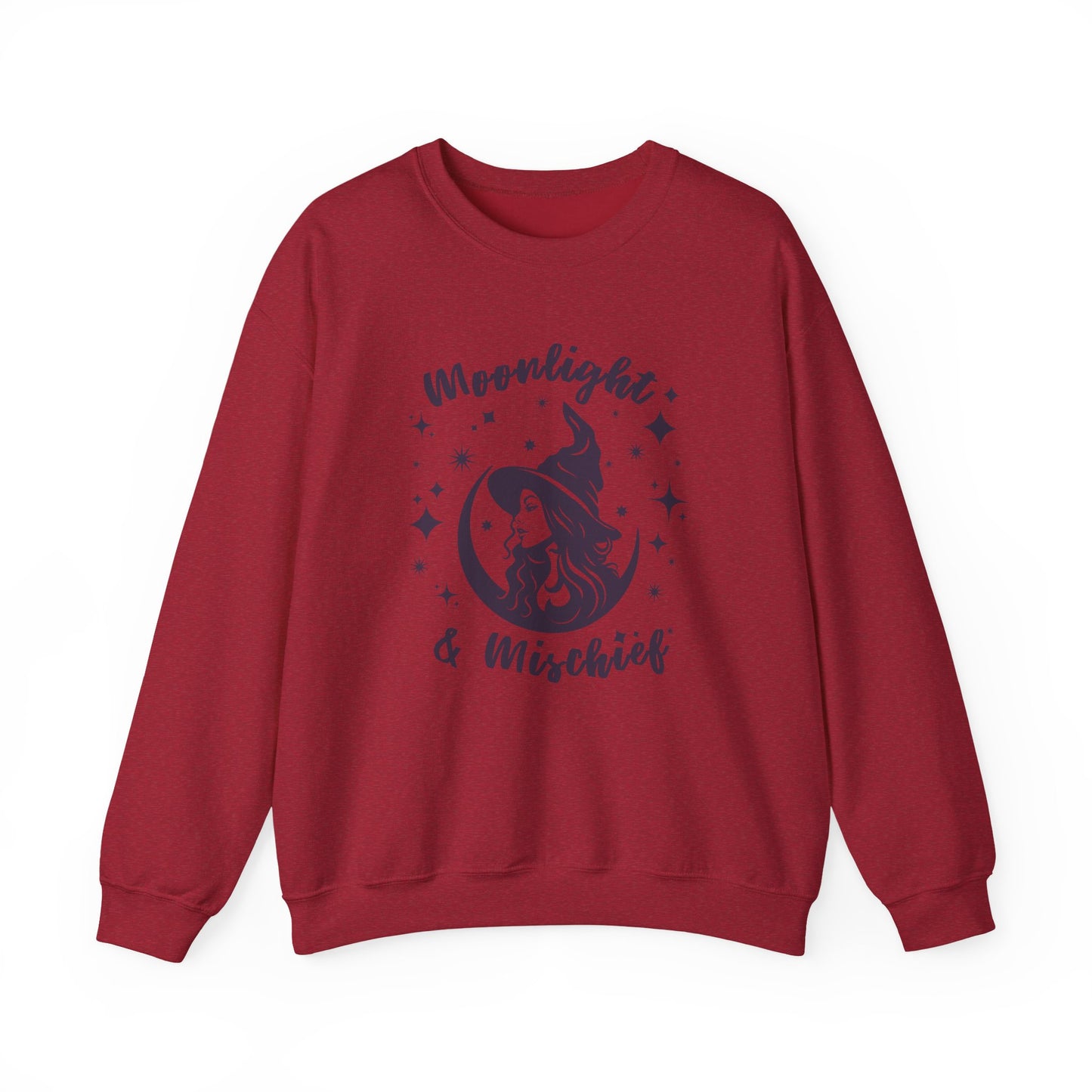 Moonlight & Mischief Crewneck Sweatshirt, Cozy Witchy Sweatshirt, Unisex Halloween Apparel, Fall Fashion, Gift for Her