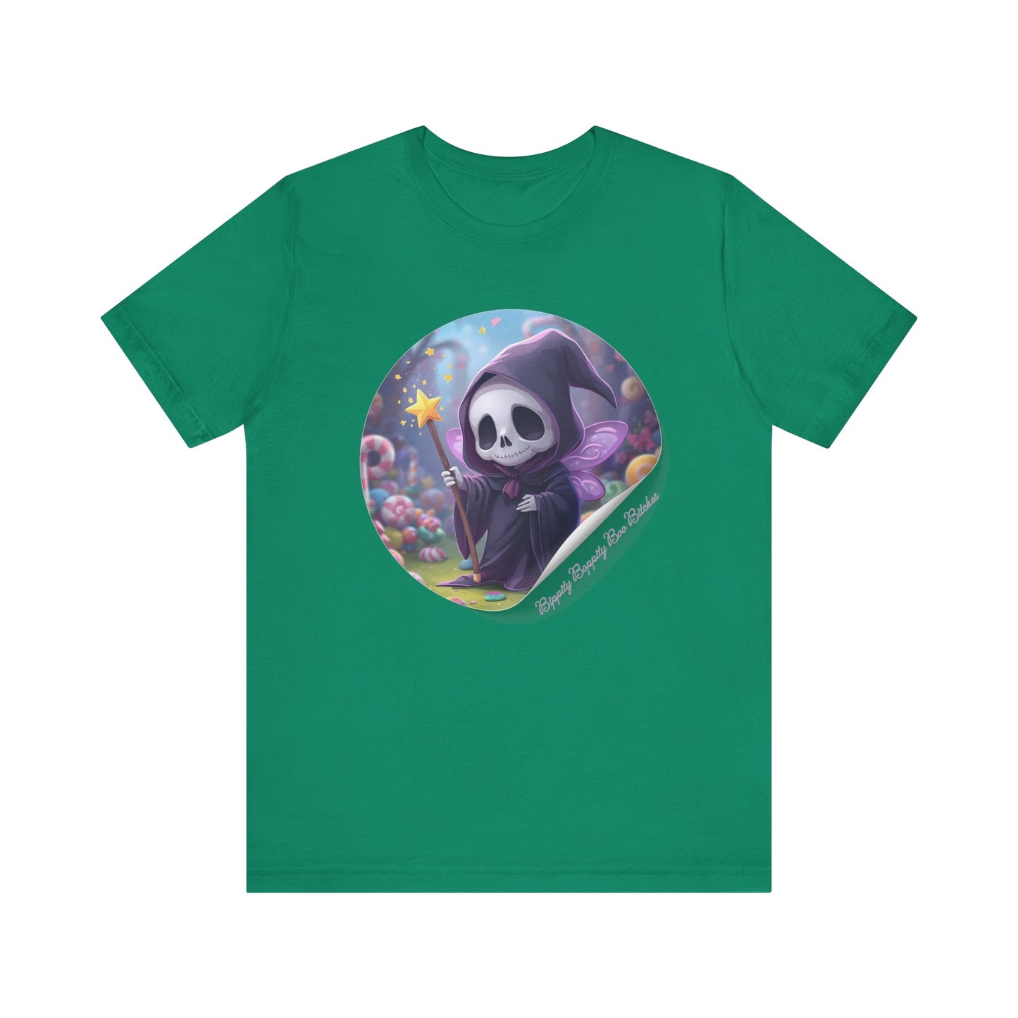 Boppity Boo Cute Grim Reaper Tee, Soft Unisex Jersey T-Shirt, Fun Halloween Shirt, Goth Aesthetic Apparel