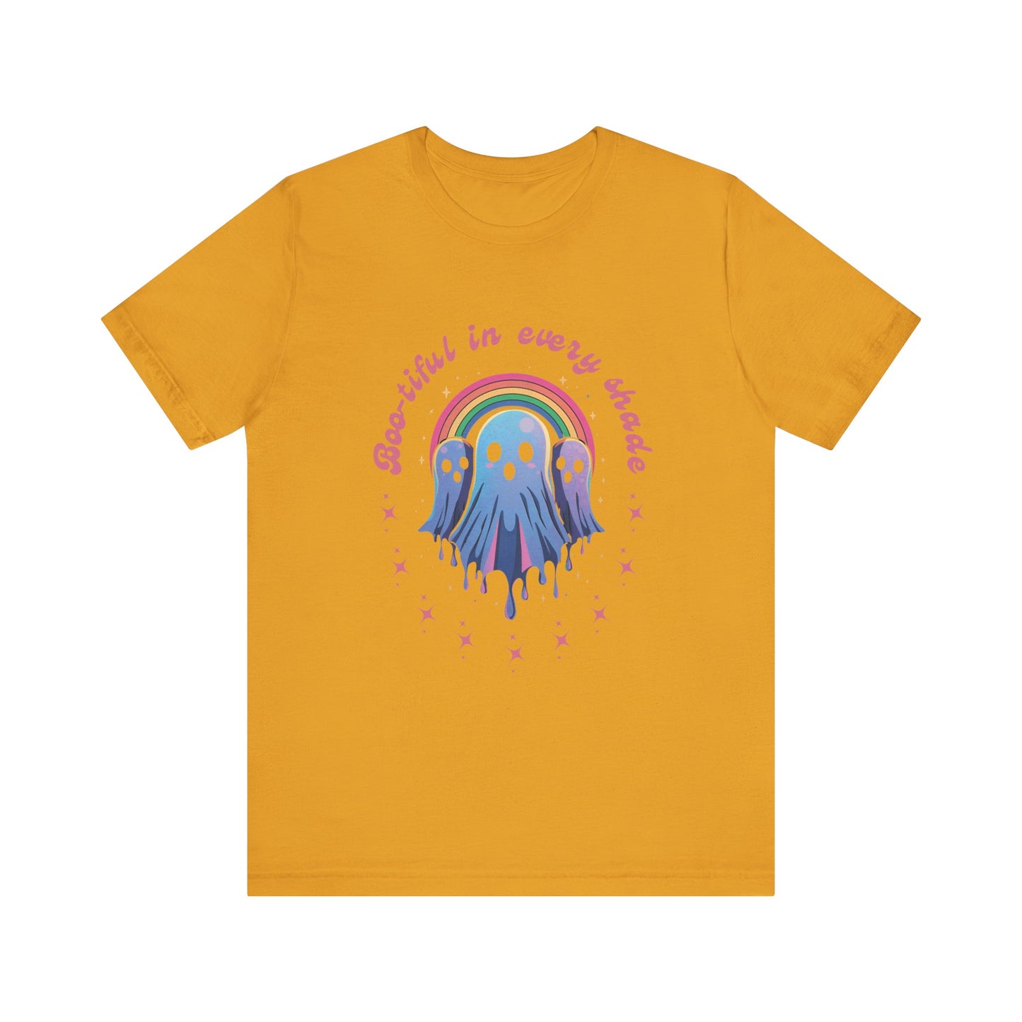 Bootiful in Every Color - Vibrant Rainbow Ghost Tee - Fun Casual T-shirt, Ghost Lovers Apparel, LGBTQ+ Pride Shirt, Halloween Costume Top, Colorful Graphic Tee