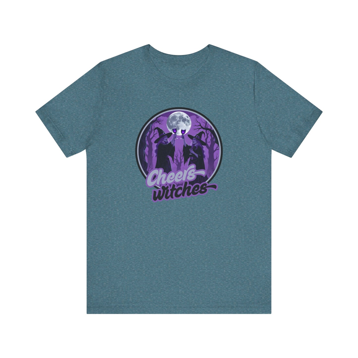 Cheers Witches Short Sleeve Tee - Spooky Vibes, Halloween Shirt, Unisex Graphic Tee, Witchy Apparel, Gift for Witches, Casual Witchwear