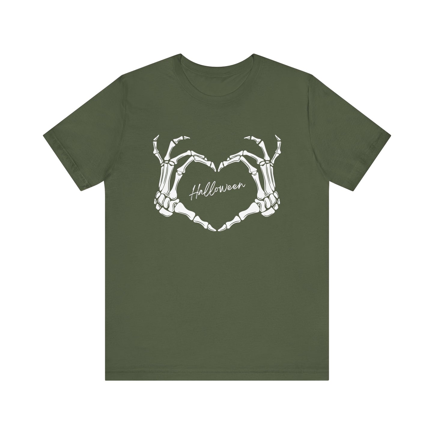 Skeleton Heart Hands Casual Graphic Tee - Perfect for Everyday Fall Spooky Season and Halloween Lovers