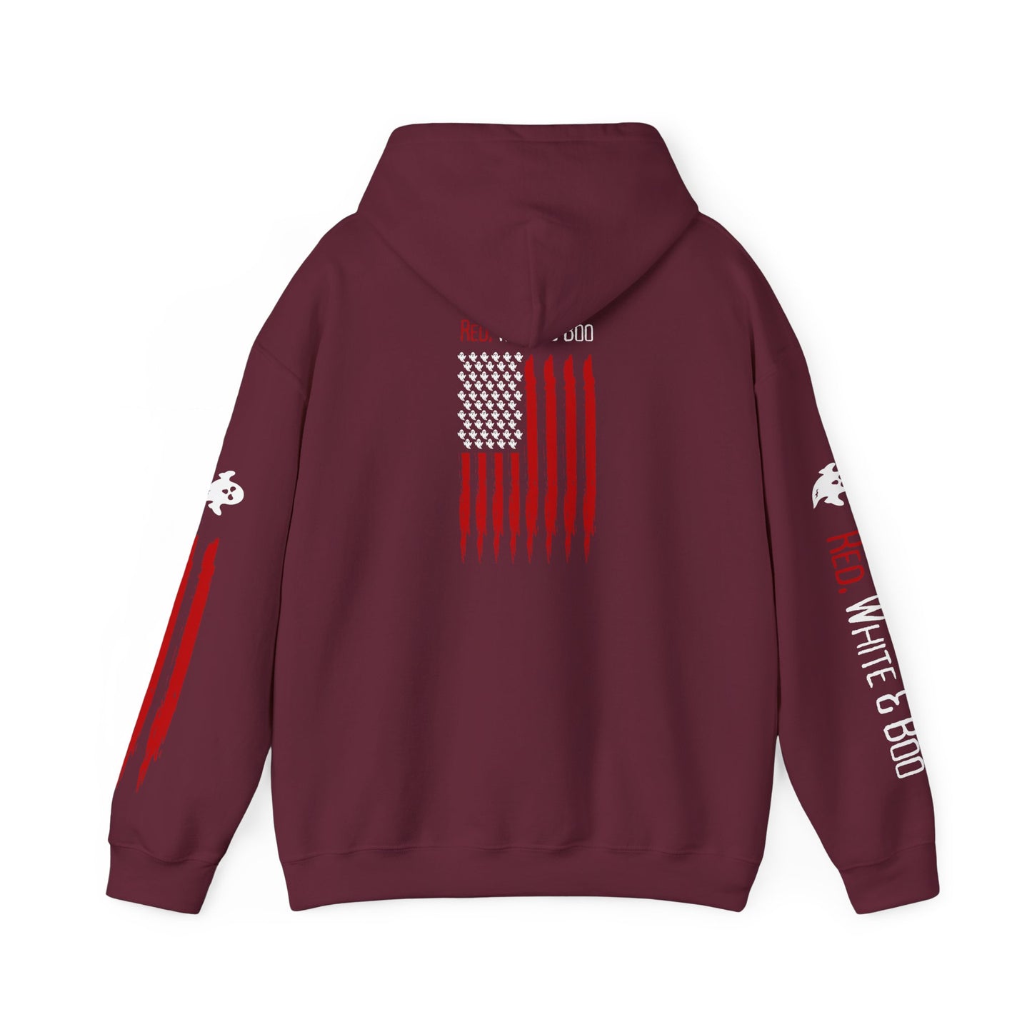 Red White and Boo Unisex Hoodie - Casual Apparel, Streetwear Style, Cozy Sweatshirt, Layering Essential, Gift for Him/Her