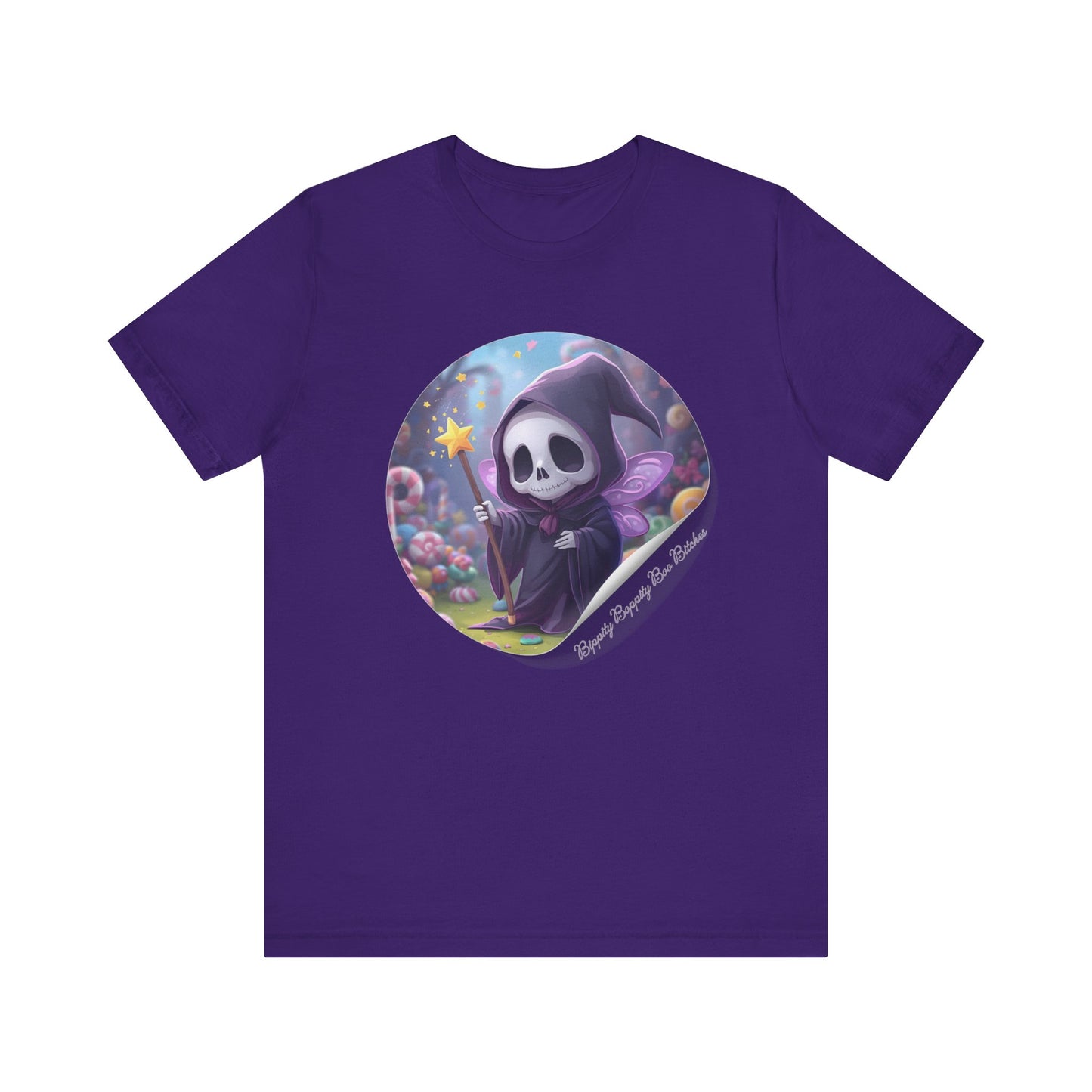 Boppity Boo Cute Grim Reaper Tee, Soft Unisex Jersey T-Shirt, Fun Halloween Shirt, Goth Aesthetic Apparel