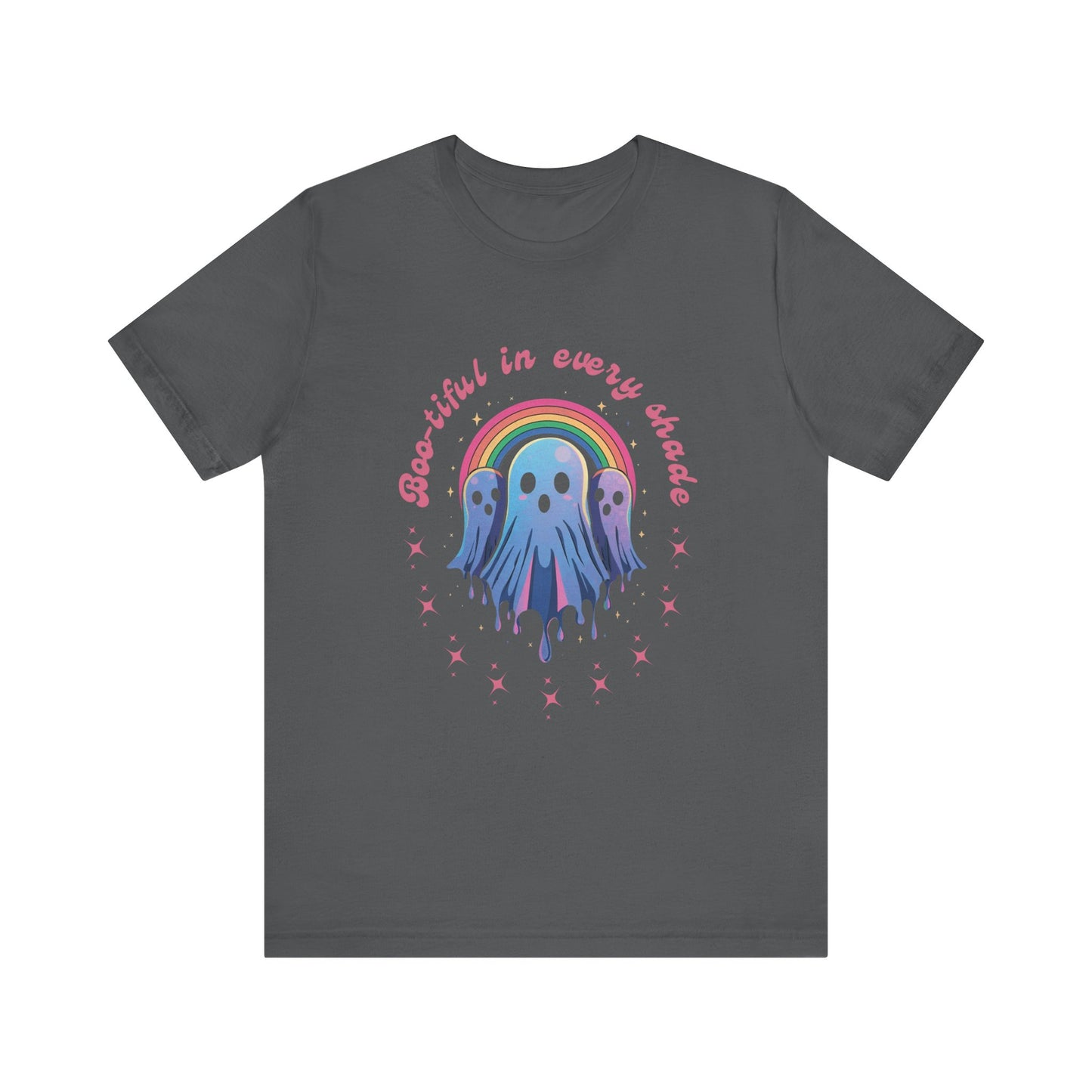 Bootiful in Every Color - Vibrant Rainbow Ghost Tee - Fun Casual T-shirt, Ghost Lovers Apparel, LGBTQ+ Pride Shirt, Halloween Costume Top, Colorful Graphic Tee