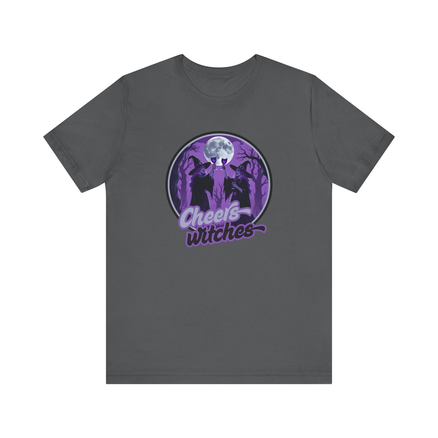 Cheers Witches Short Sleeve Tee - Spooky Vibes, Halloween Shirt, Unisex Graphic Tee, Witchy Apparel, Gift for Witches, Casual Witchwear