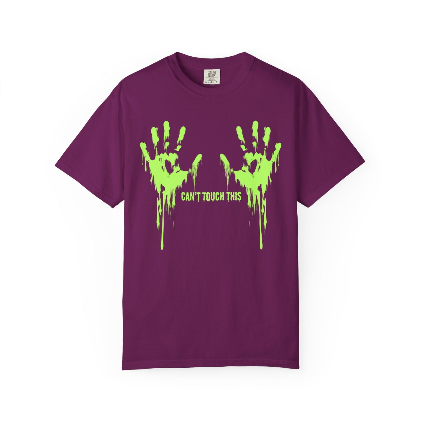 Can't Touch This Tee, Neon Handprint Unisex T-shirt, Halloween Tee, Unique Gift, Graphic Tee for Parties, Casual Wear, Trendy Streetwear