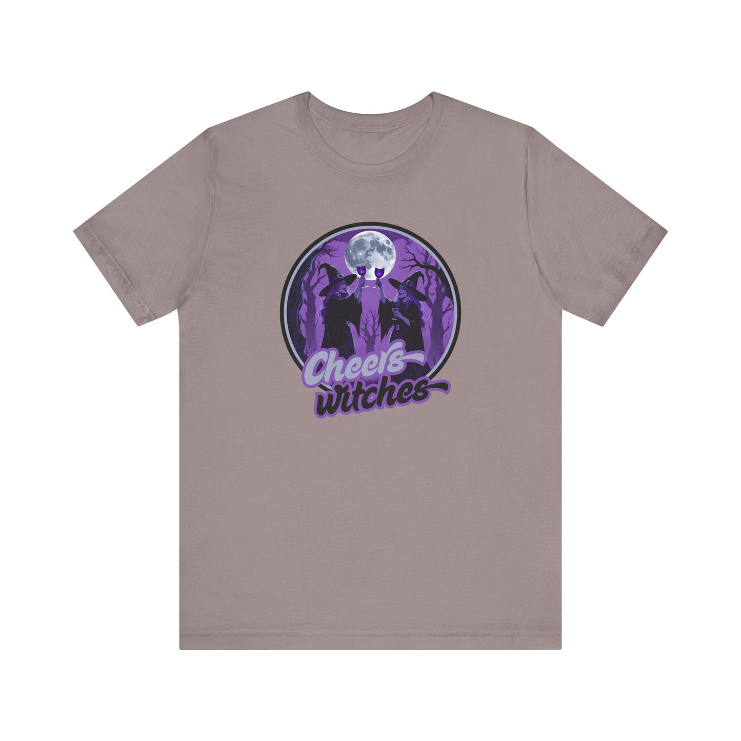 Cheers Witches Short Sleeve Tee - Spooky Vibes, Halloween Shirt, Unisex Graphic Tee, Witchy Apparel, Gift for Witches, Casual Witchwear