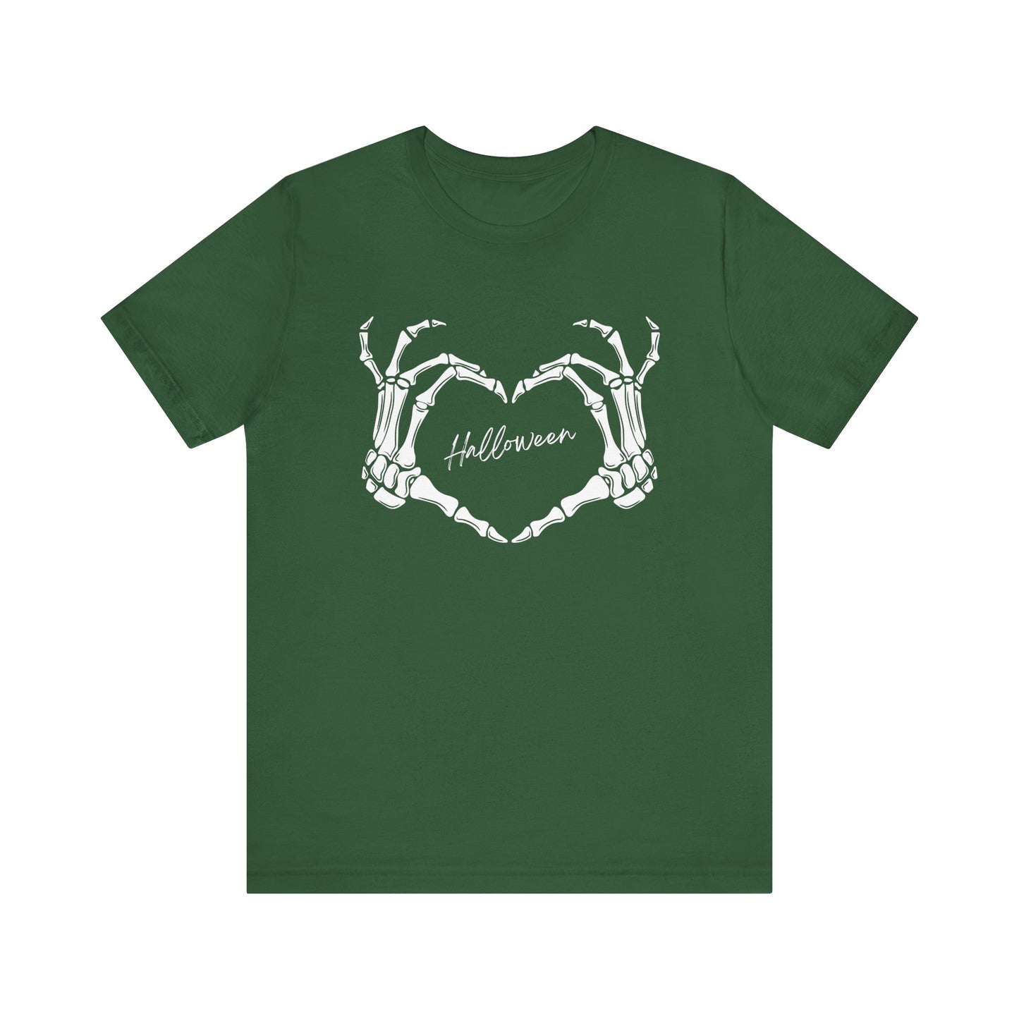 Skeleton Heart Hands Casual Graphic Tee - Perfect for Everyday Fall Spooky Season and Halloween Lovers