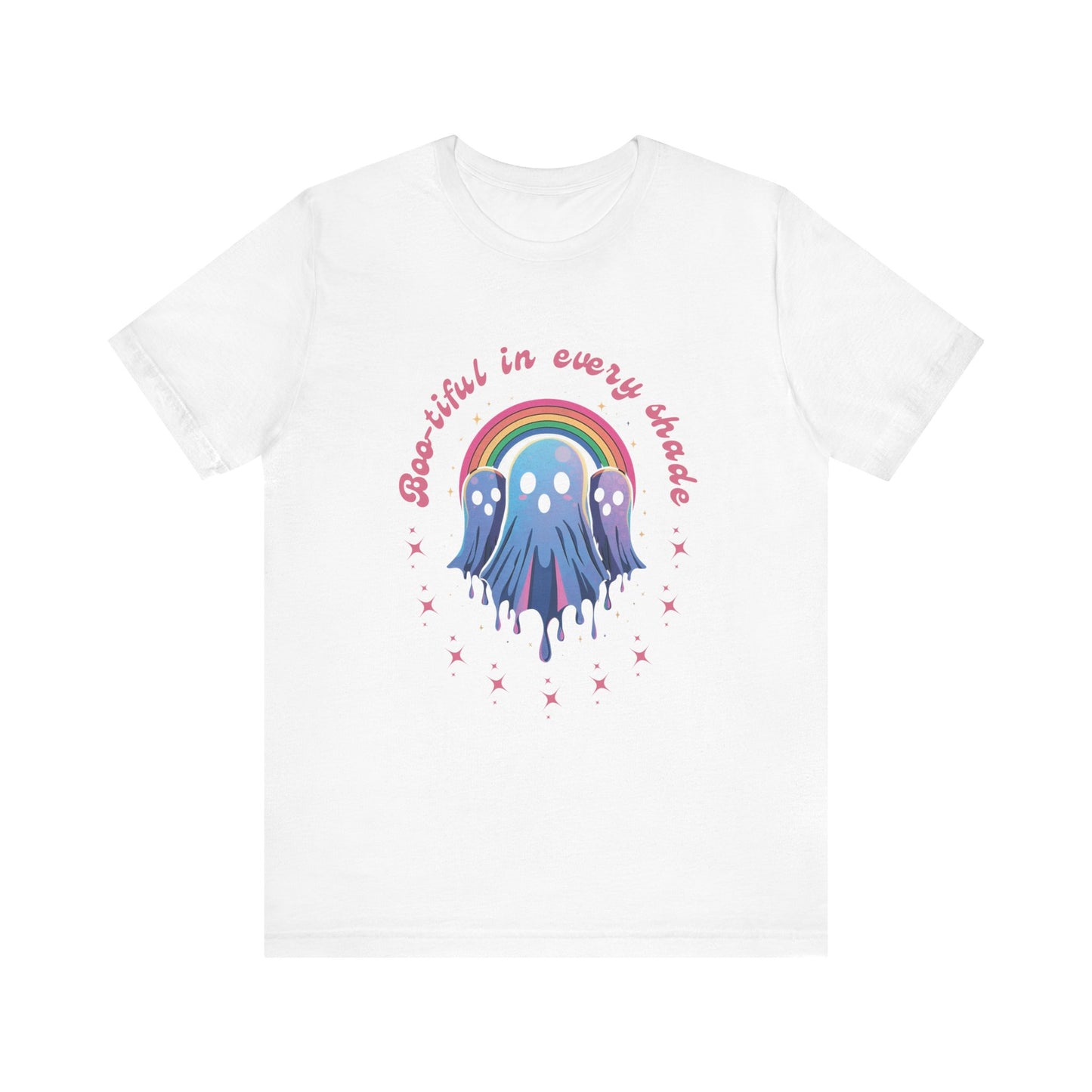 Bootiful in Every Color - Vibrant Rainbow Ghost Tee - Fun Casual T-shirt, Ghost Lovers Apparel, LGBTQ+ Pride Shirt, Halloween Costume Top, Colorful Graphic Tee