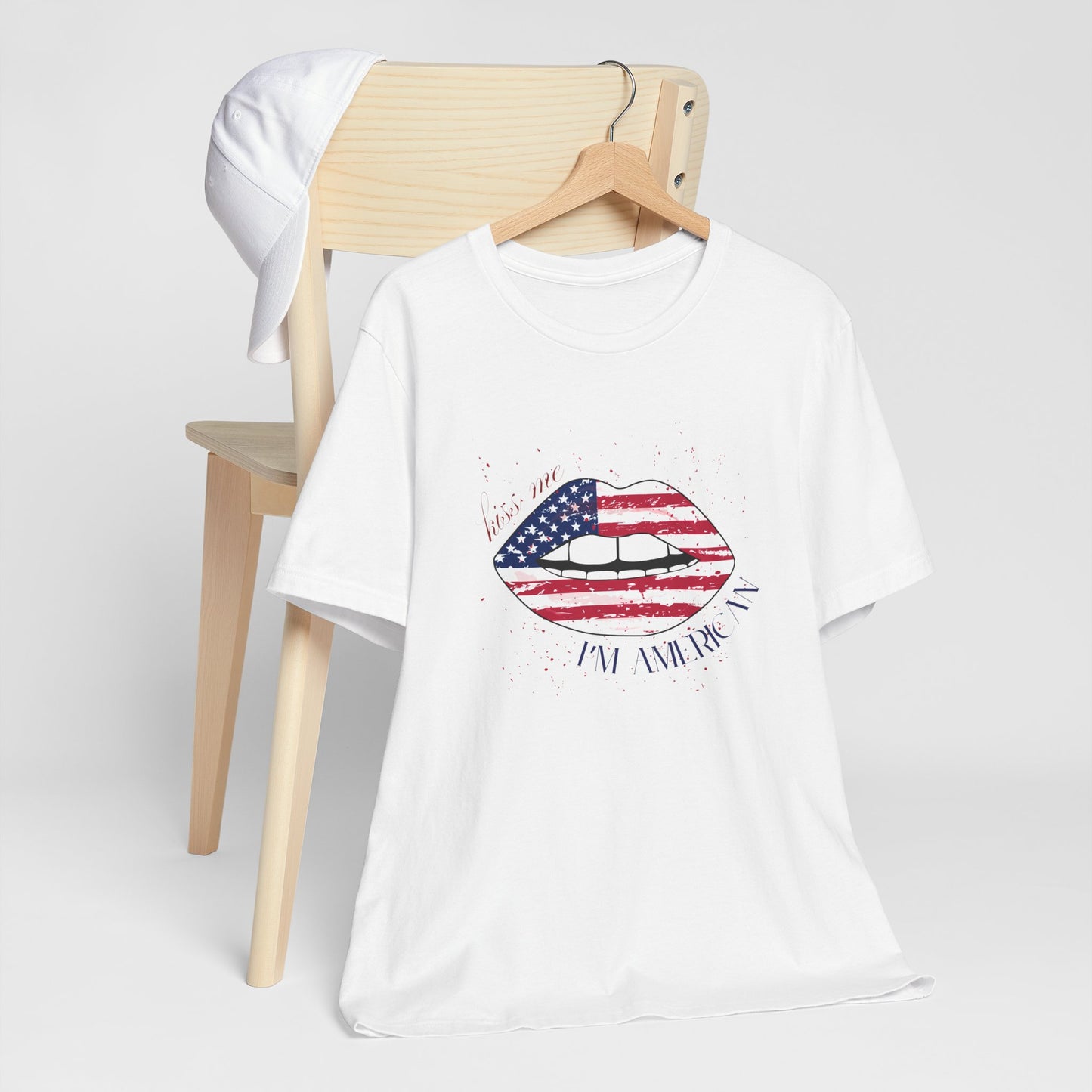 Patriotic Kiss Graphic Tee | Unisex Casual Top, Fourth of July Shirt, Summer Outfit, Gift for Her, USA Pride Wear
