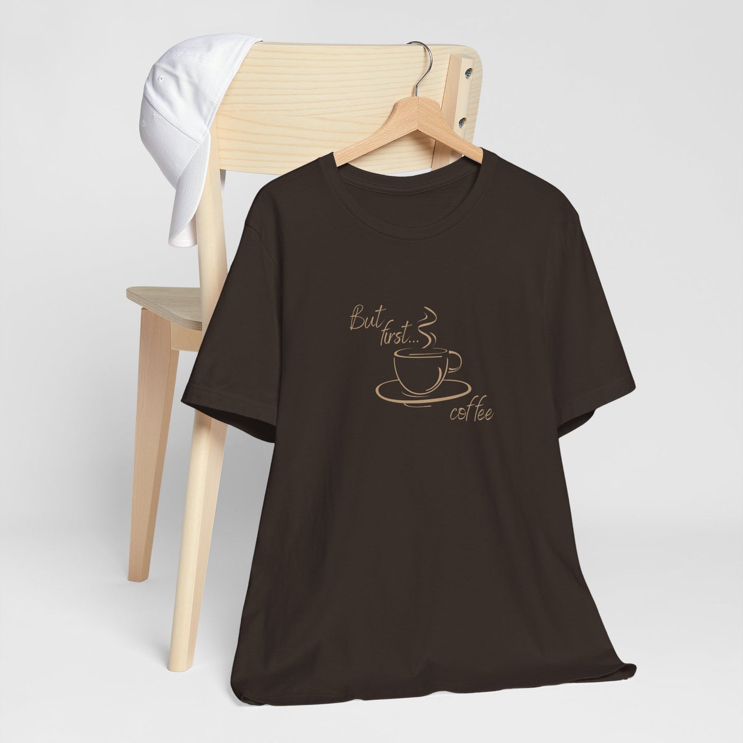 But First Coffee, Coffee Lover's Unisex Tee, Perfect for Casual Days, Gift for Coffee Enthusiasts, Relaxed Fit, Everyday Wear, Fun Coffee Shirt