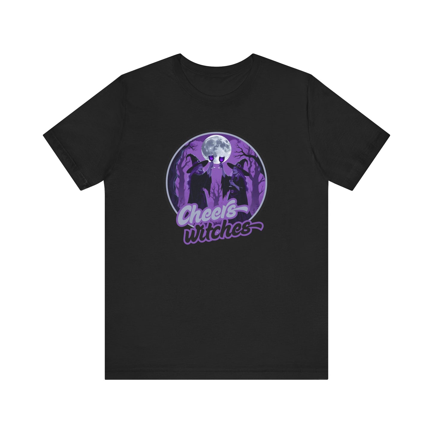 Cheers Witches Short Sleeve Tee - Spooky Vibes, Halloween Shirt, Unisex Graphic Tee, Witchy Apparel, Gift for Witches, Casual Witchwear