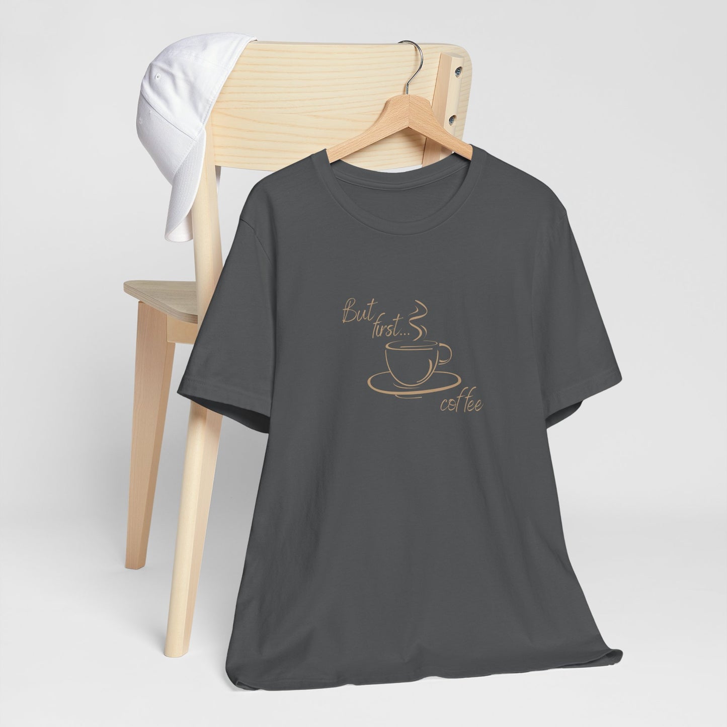 But First Coffee, Coffee Lover's Unisex Tee, Perfect for Casual Days, Gift for Coffee Enthusiasts, Relaxed Fit, Everyday Wear, Fun Coffee Shirt