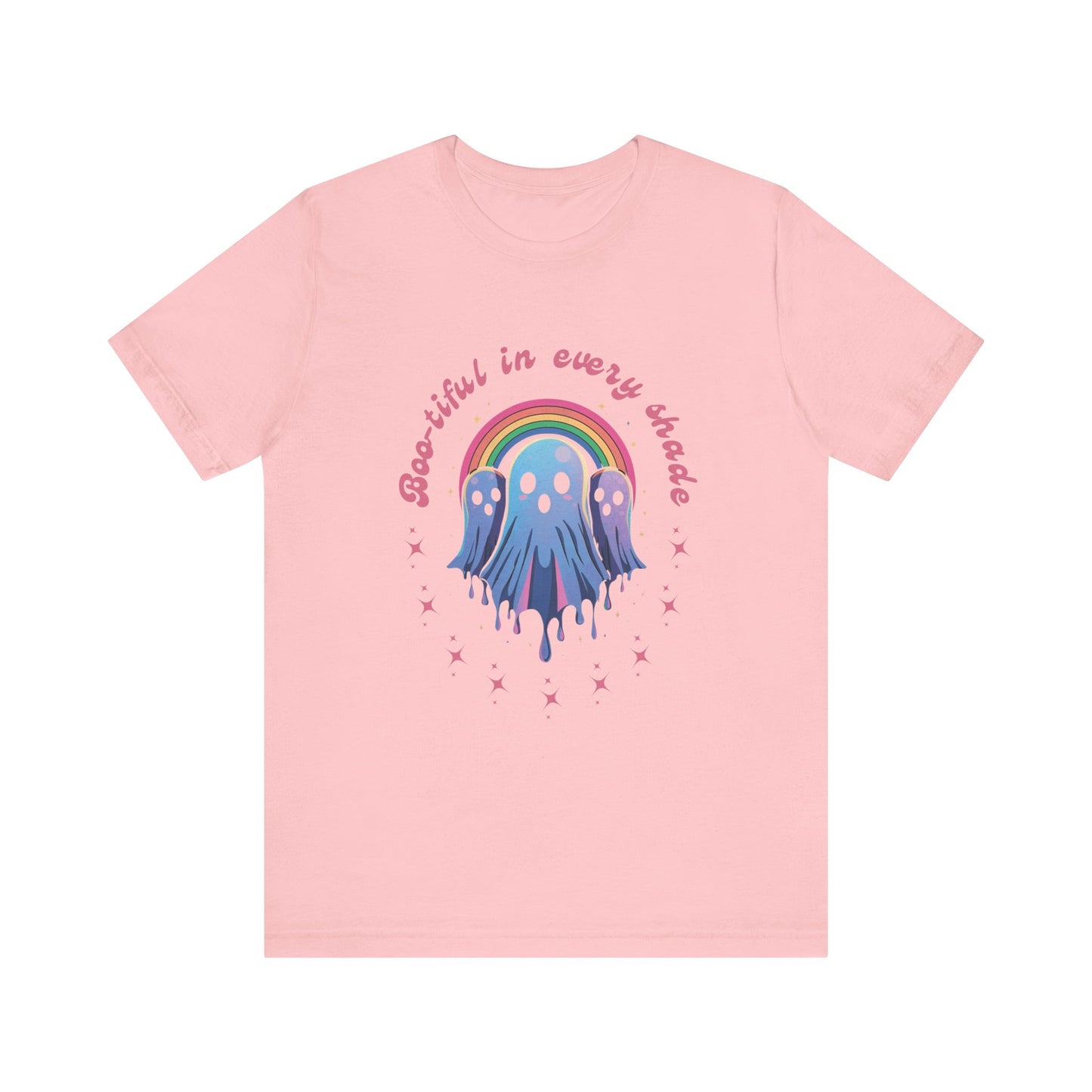 Bootiful in Every Color - Vibrant Rainbow Ghost Tee - Fun Casual T-shirt, Ghost Lovers Apparel, LGBTQ+ Pride Shirt, Halloween Costume Top, Colorful Graphic Tee