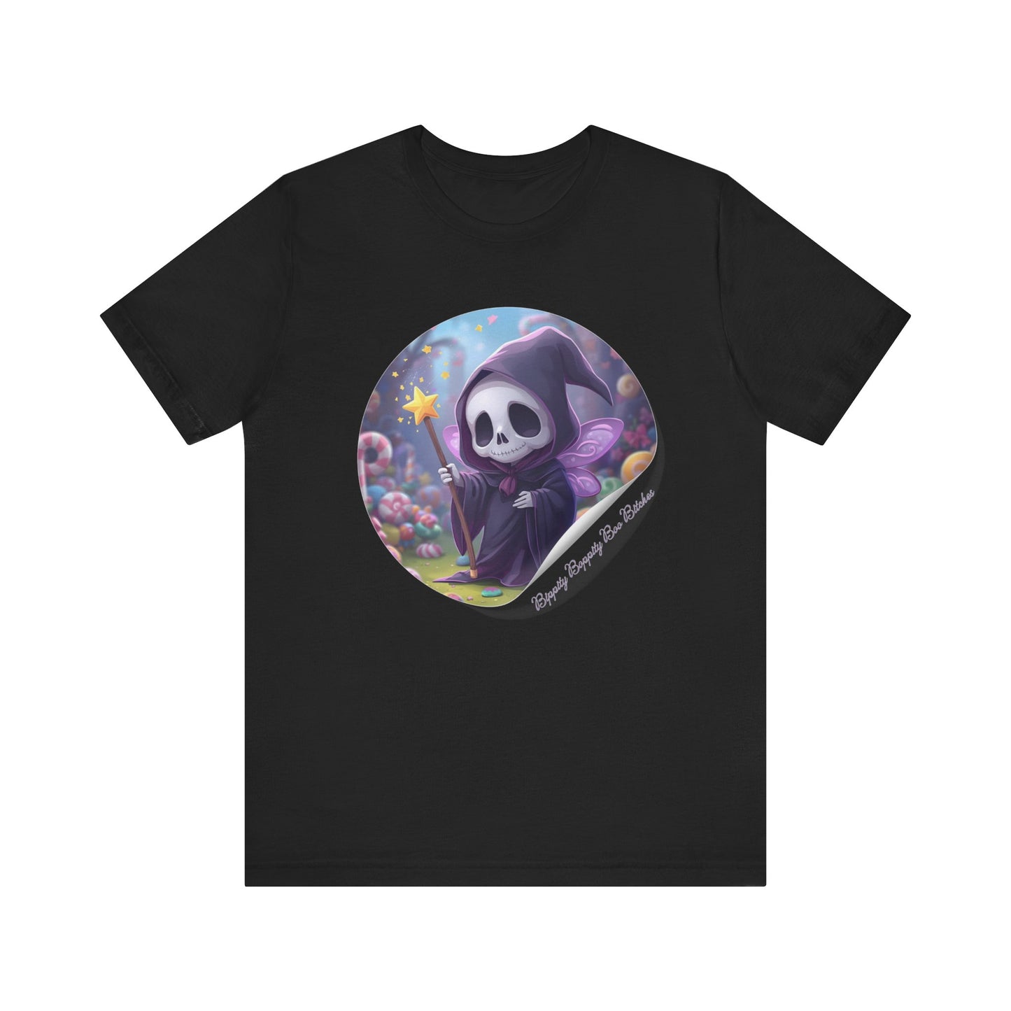 Boppity Boo Cute Grim Reaper Tee, Soft Unisex Jersey T-Shirt, Fun Halloween Shirt, Goth Aesthetic Apparel